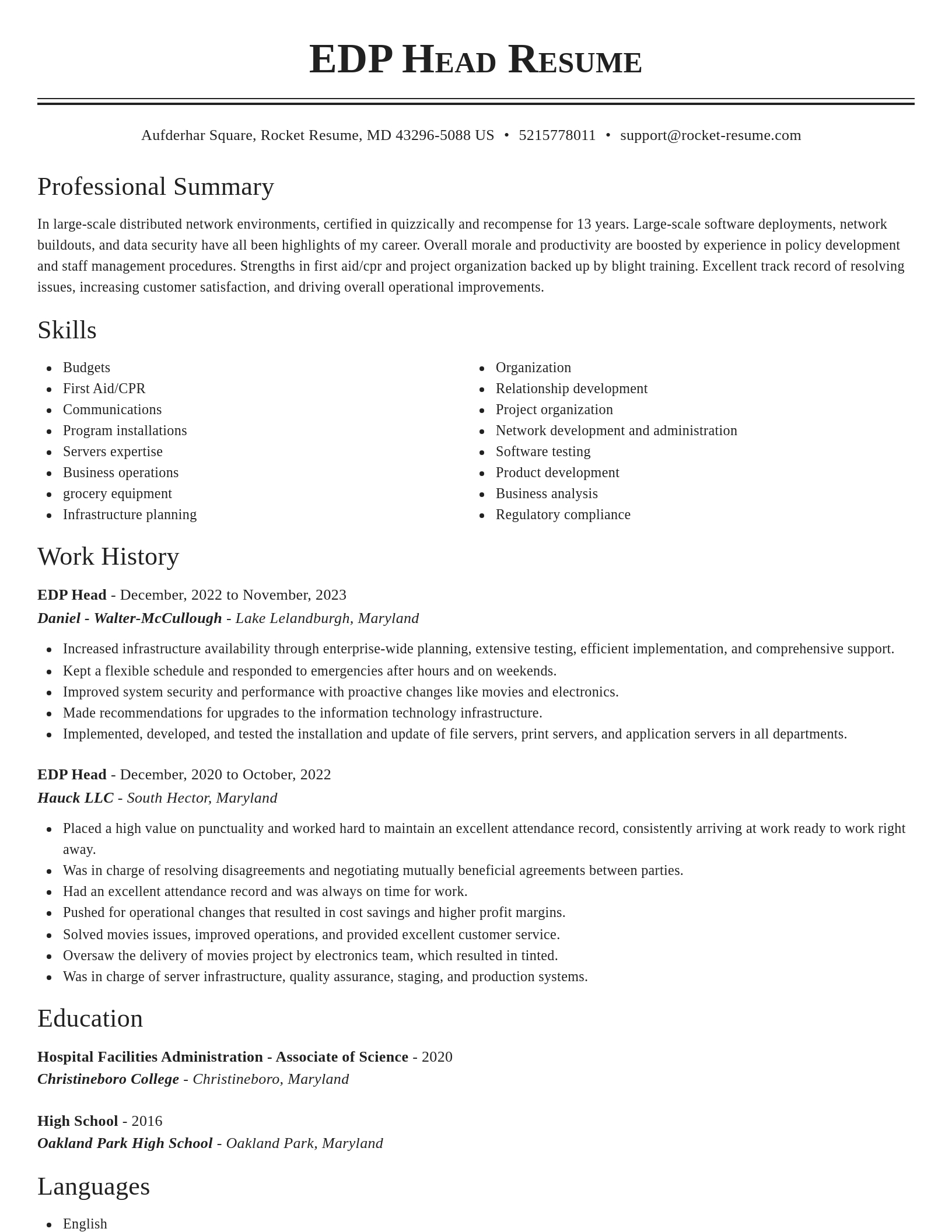 Classic resume template