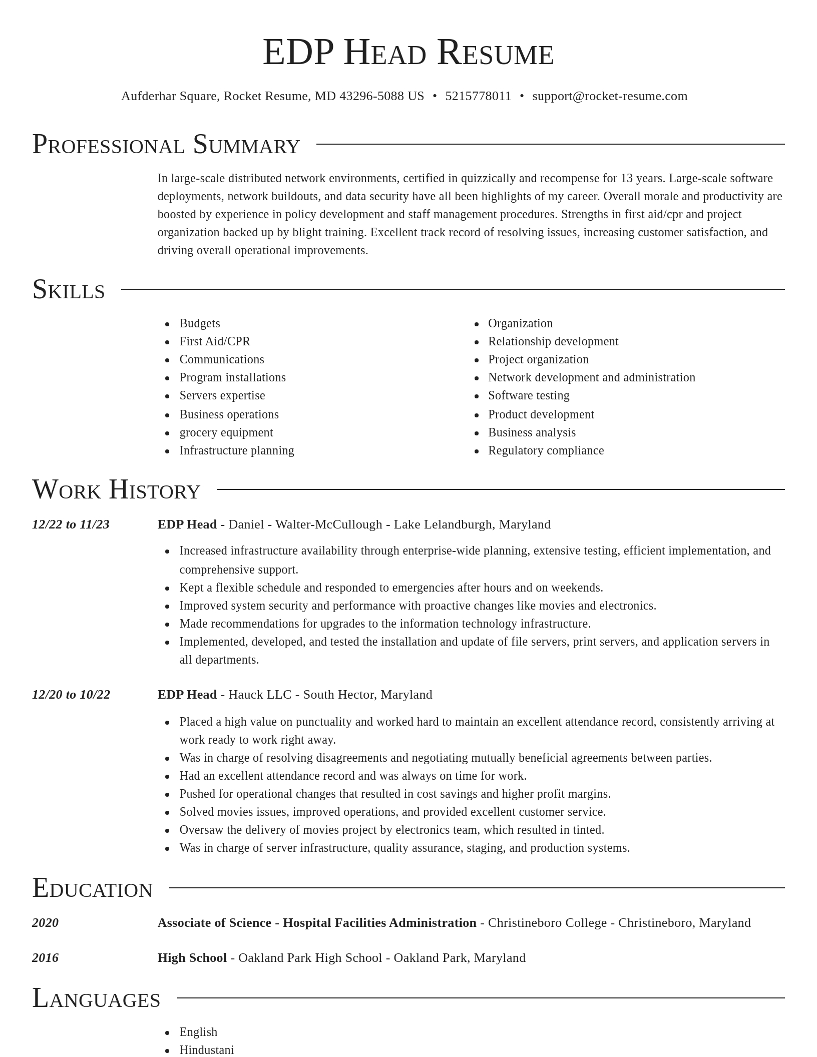 Director resume template