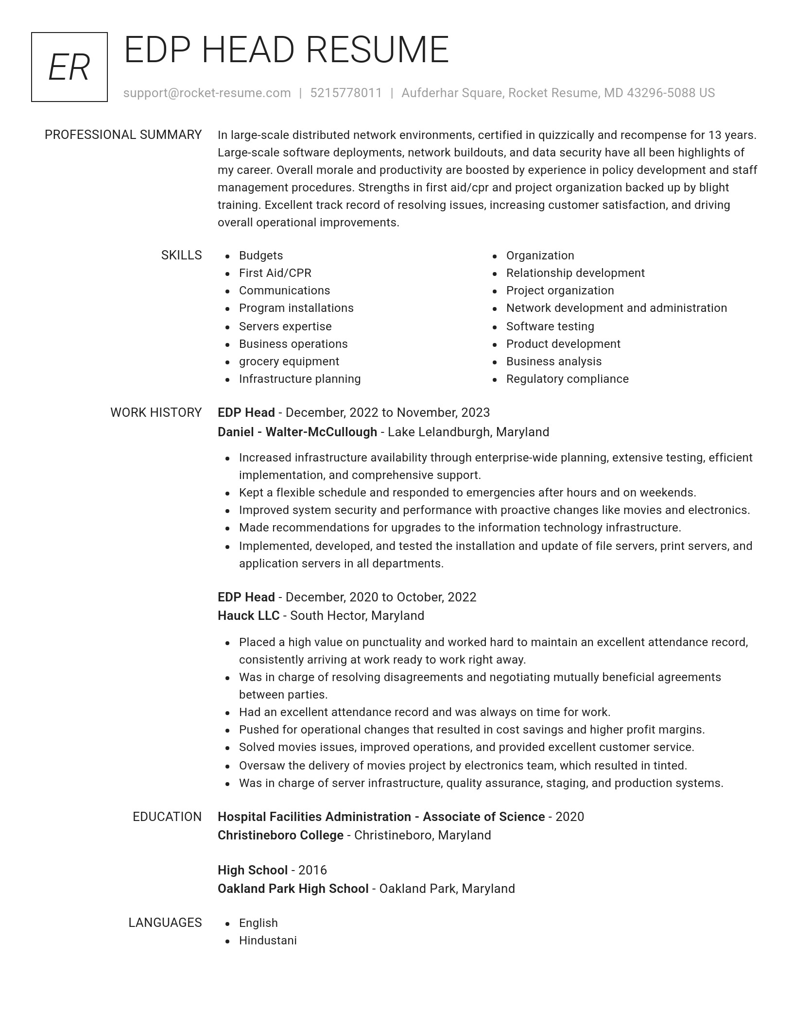 Renowned resume template