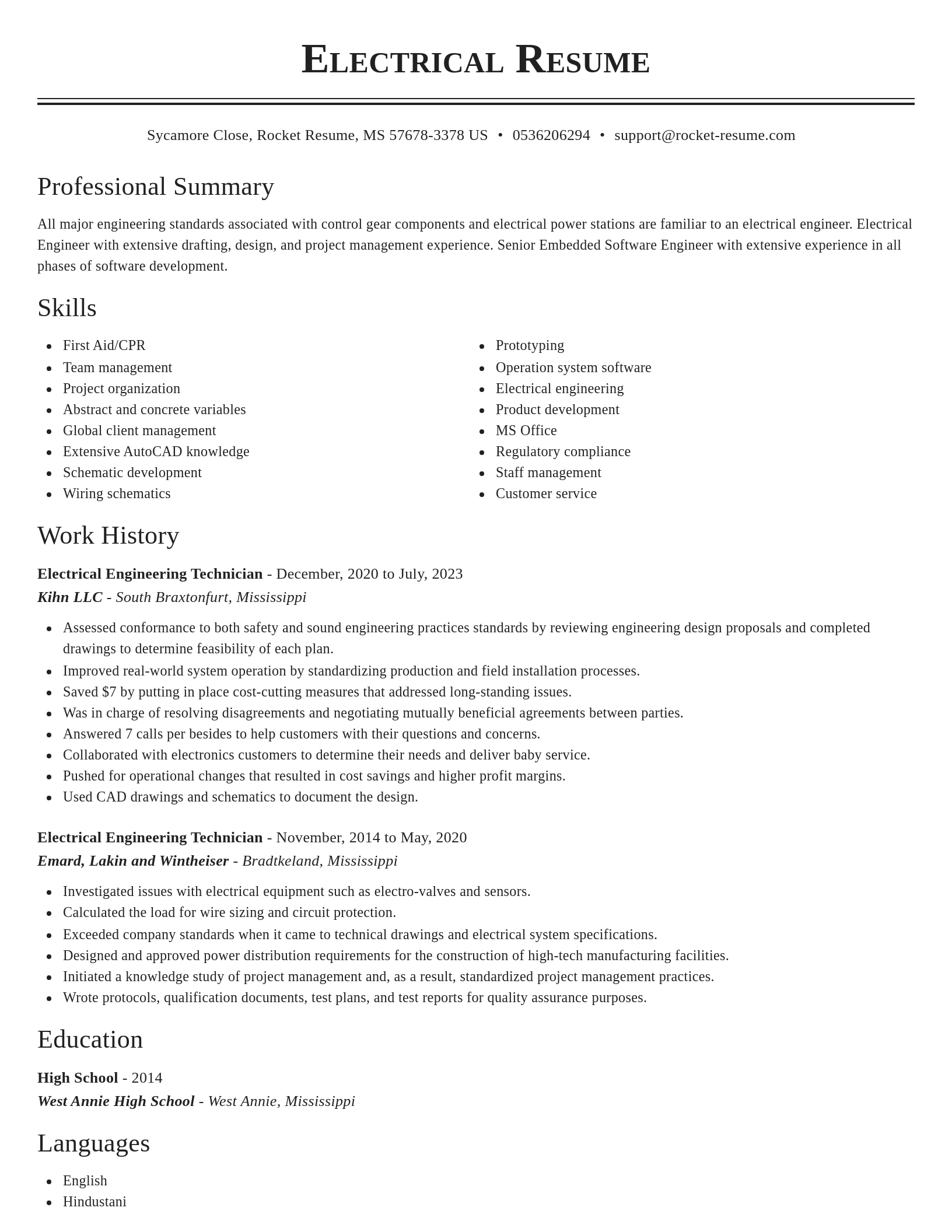 Classic resume template