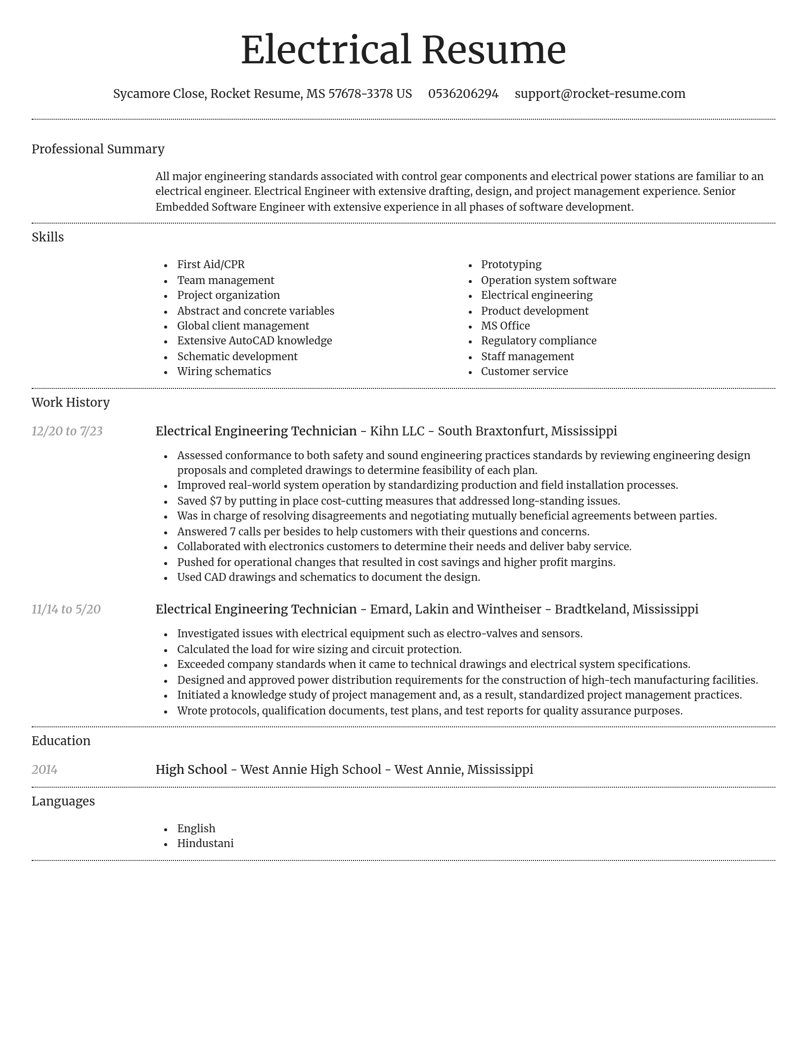 Dignified resume template