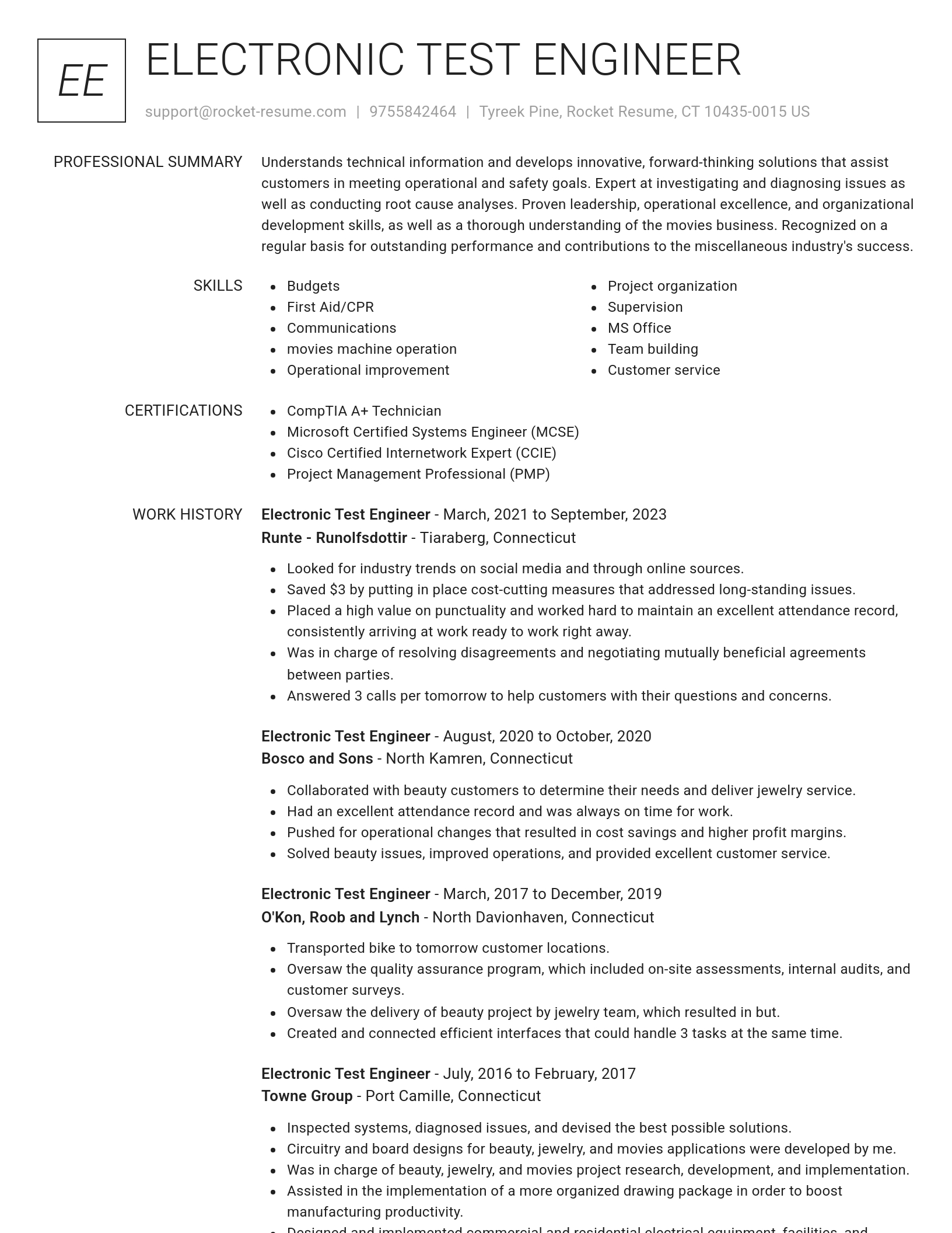 Renowned resume template
