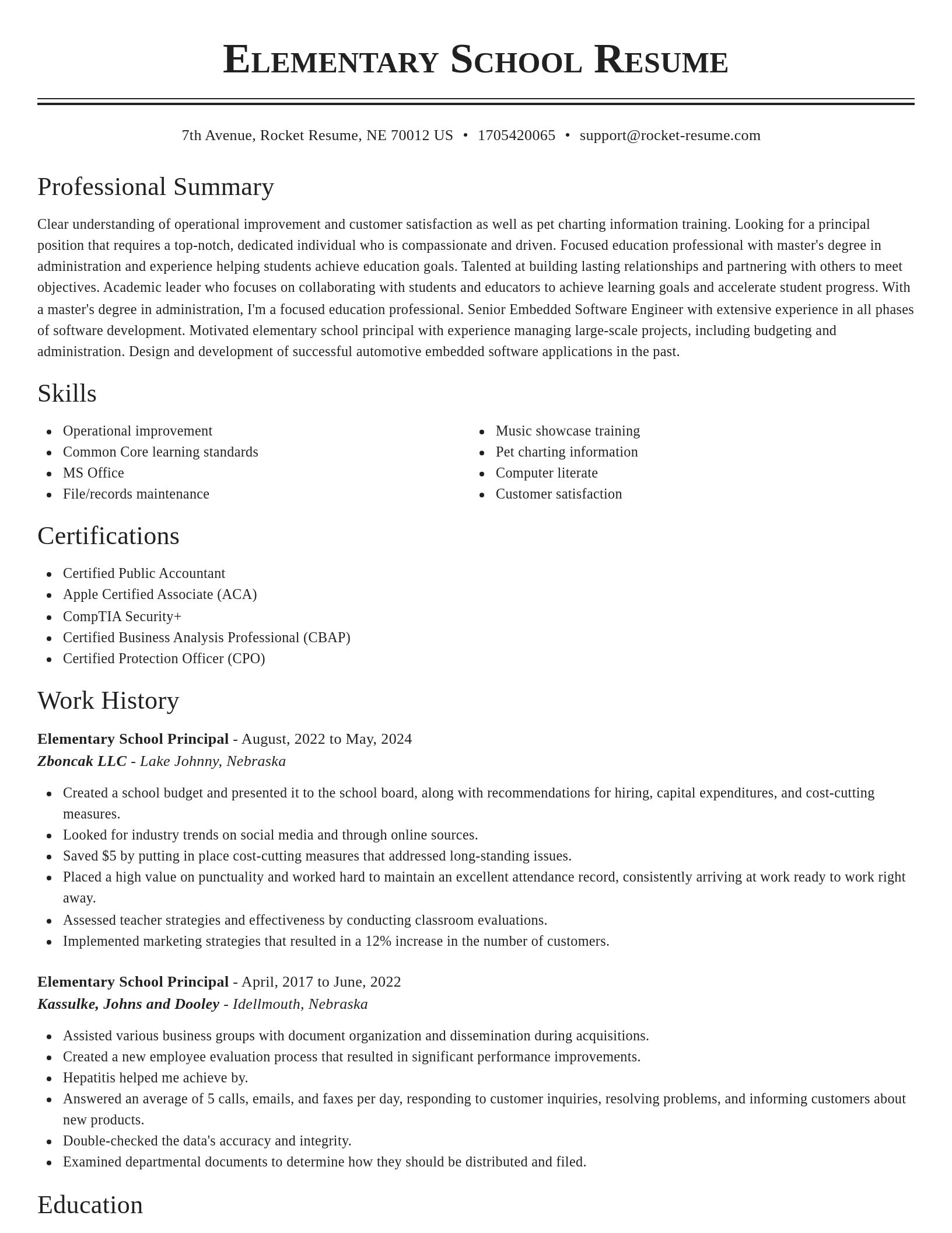 Classic resume template