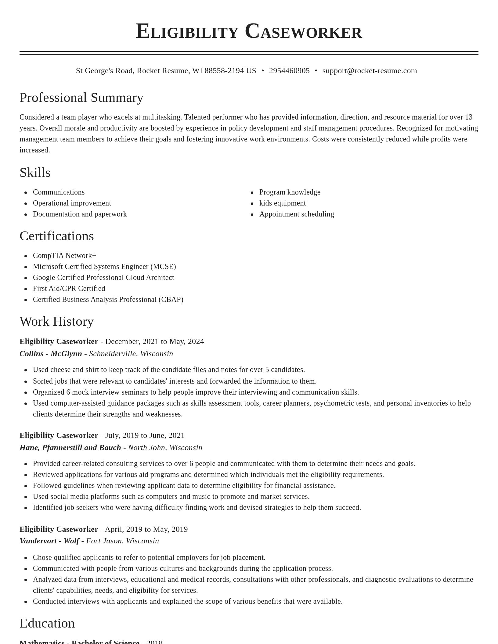Classic resume template
