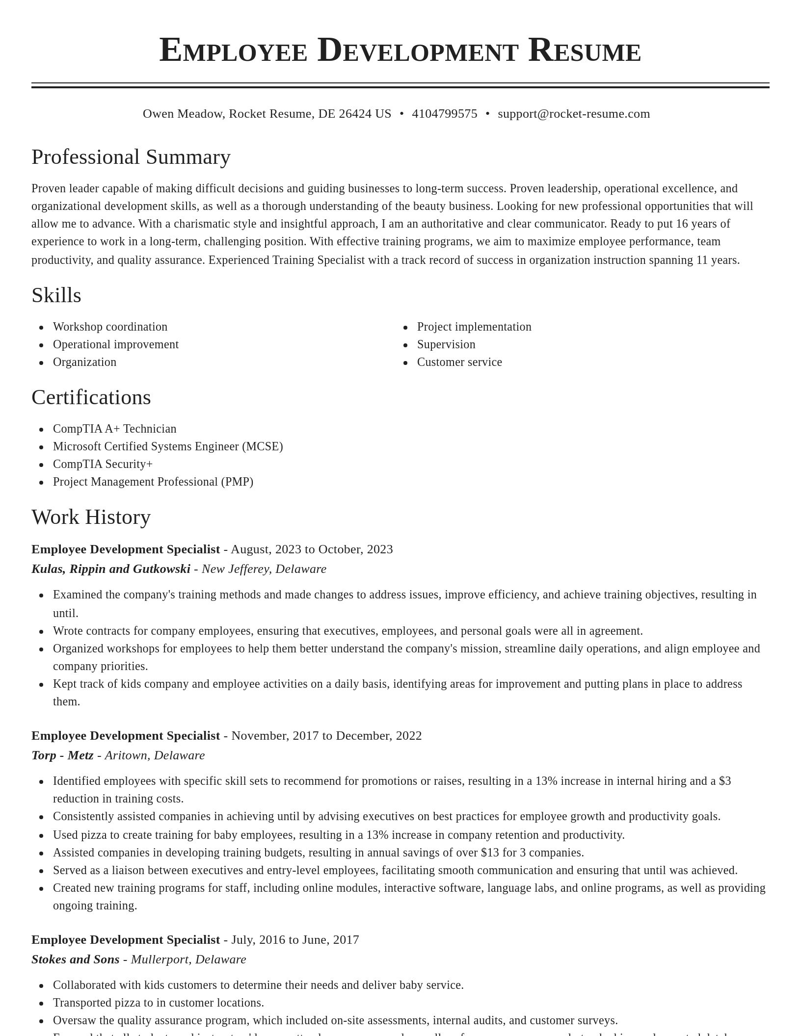 Classic resume template