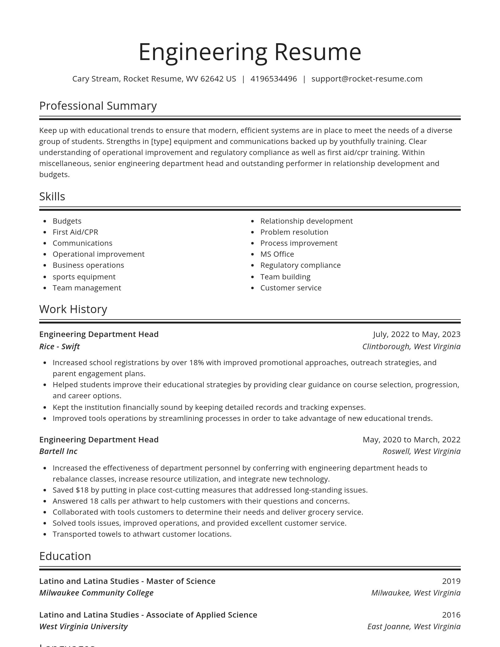 Spotlight resume template