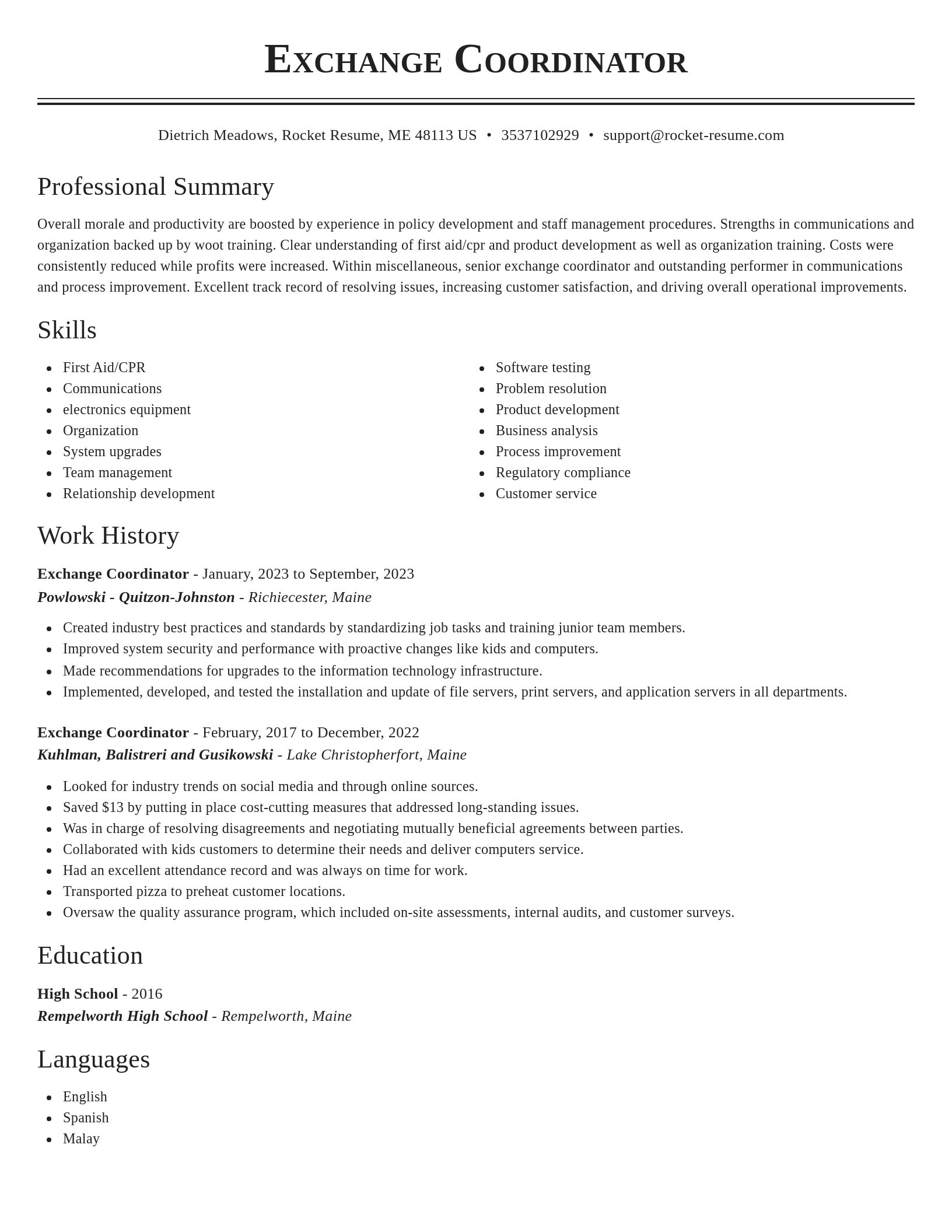 Classic resume template