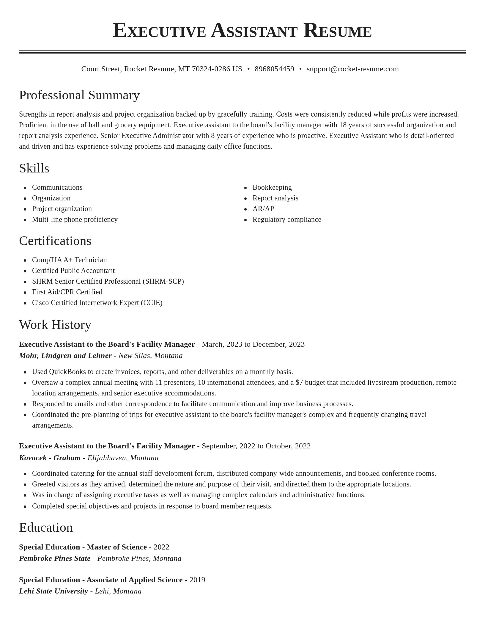 Classic resume template