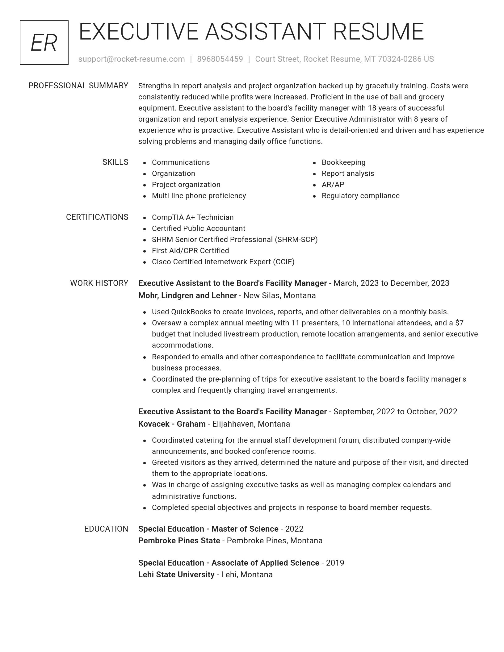 Renowned resume template