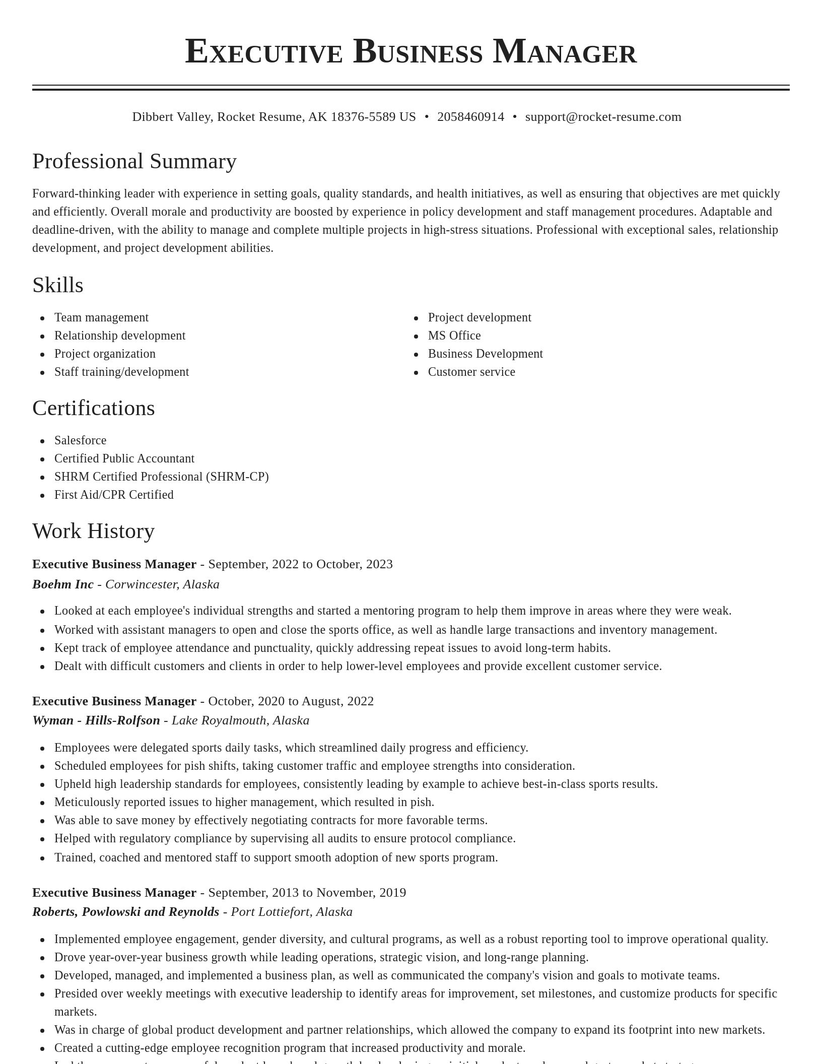 Classic resume template