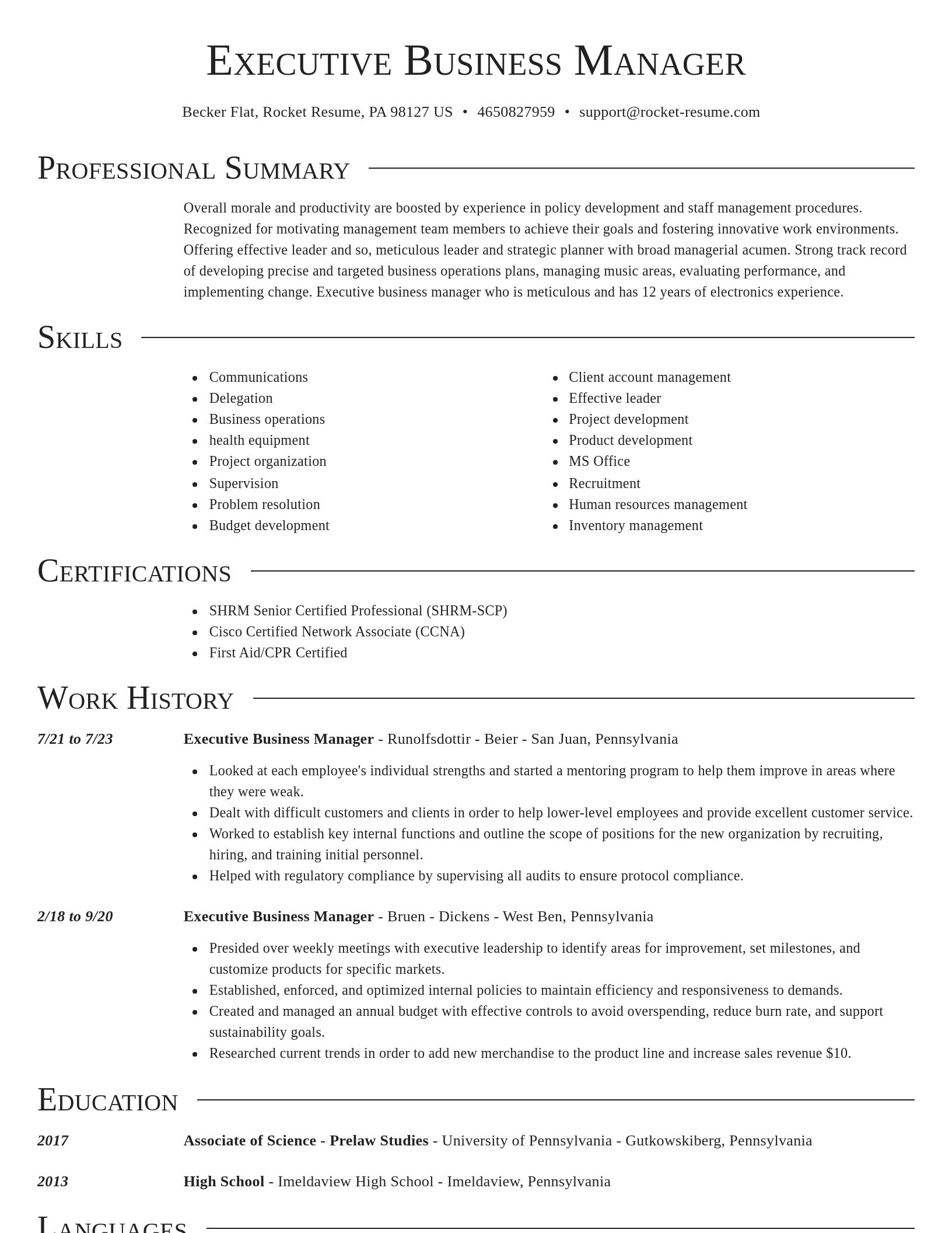 Director resume template