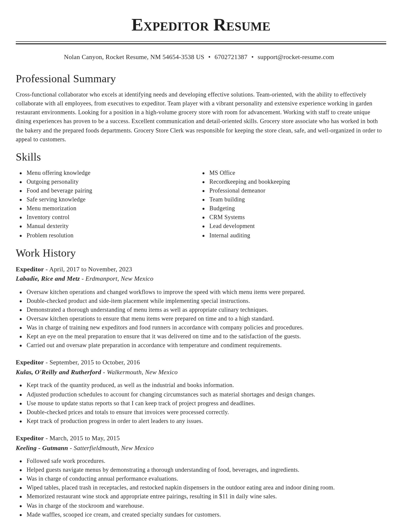 Classic resume template