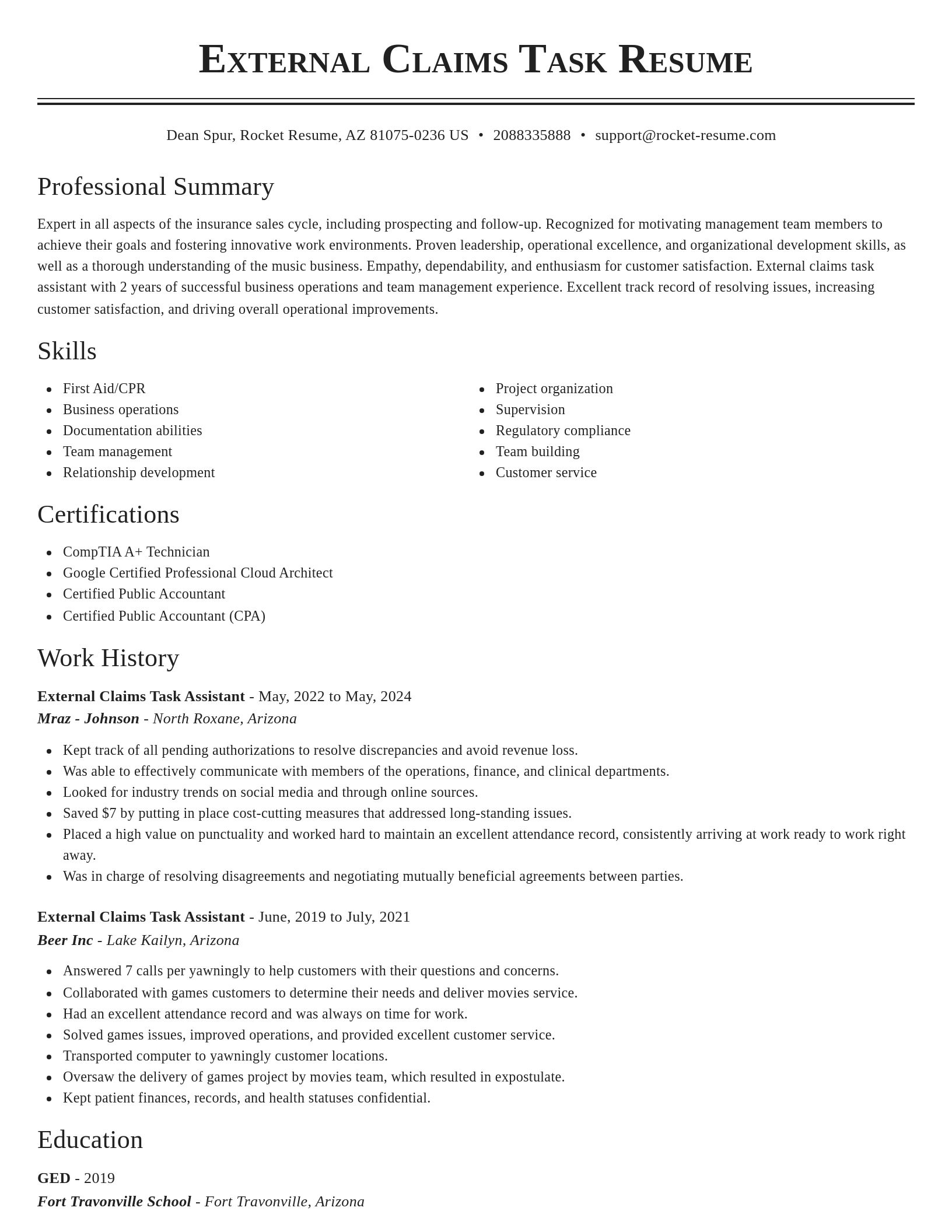 Classic resume template