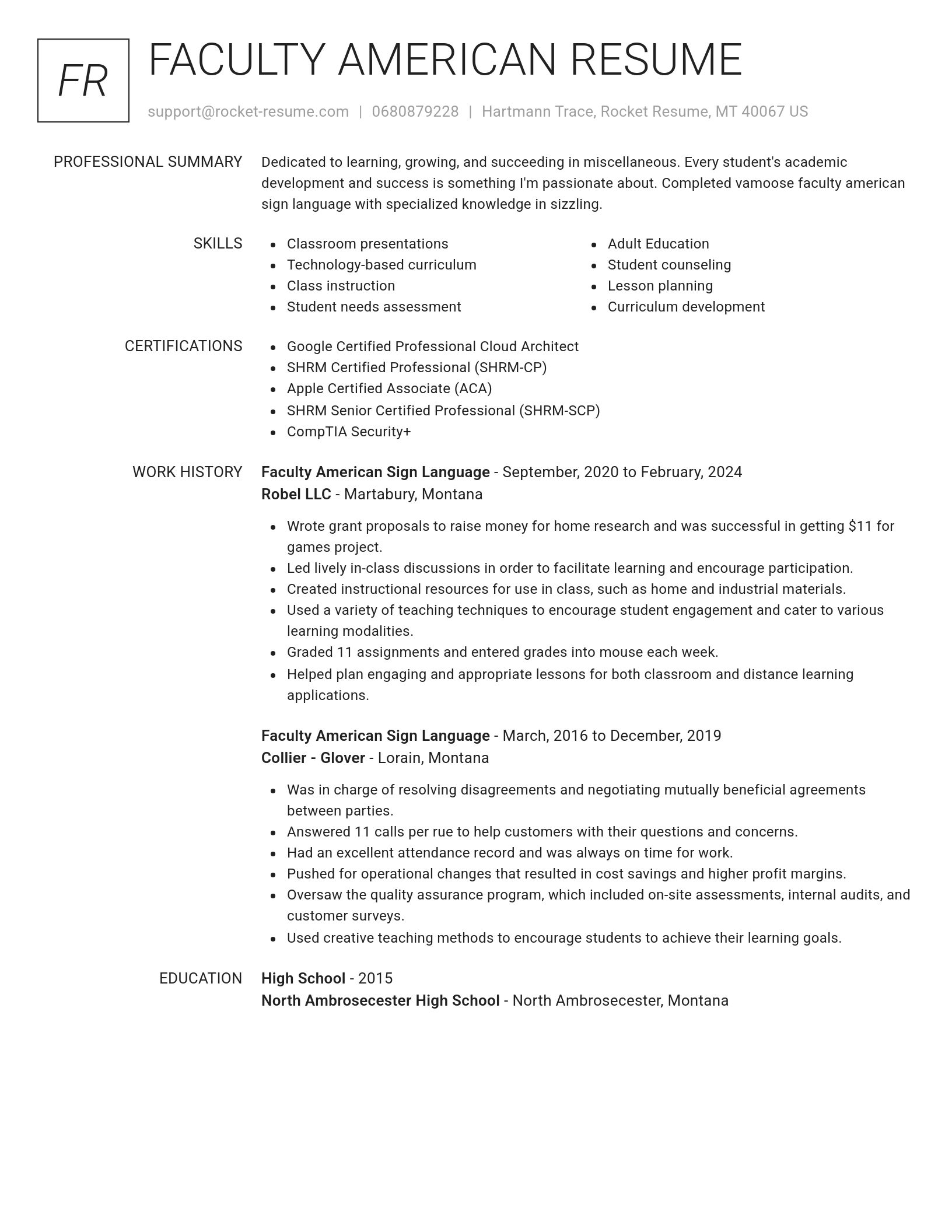 Renowned resume template
