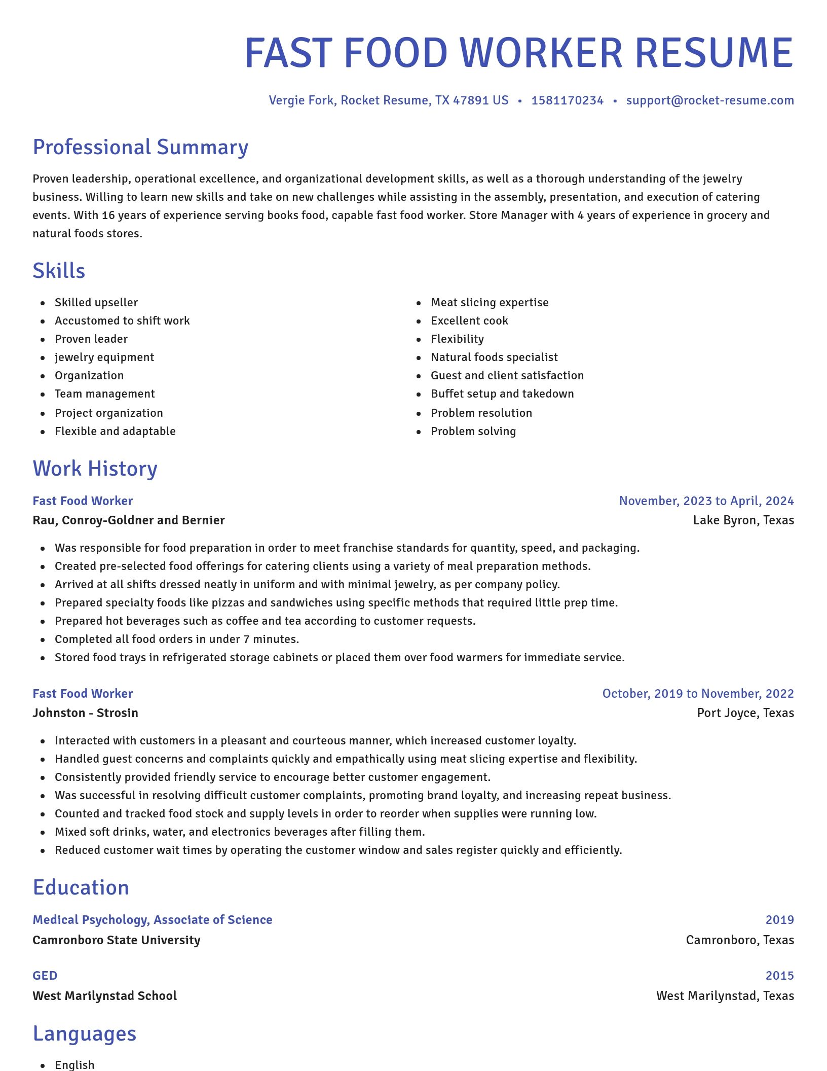 Novel resume template