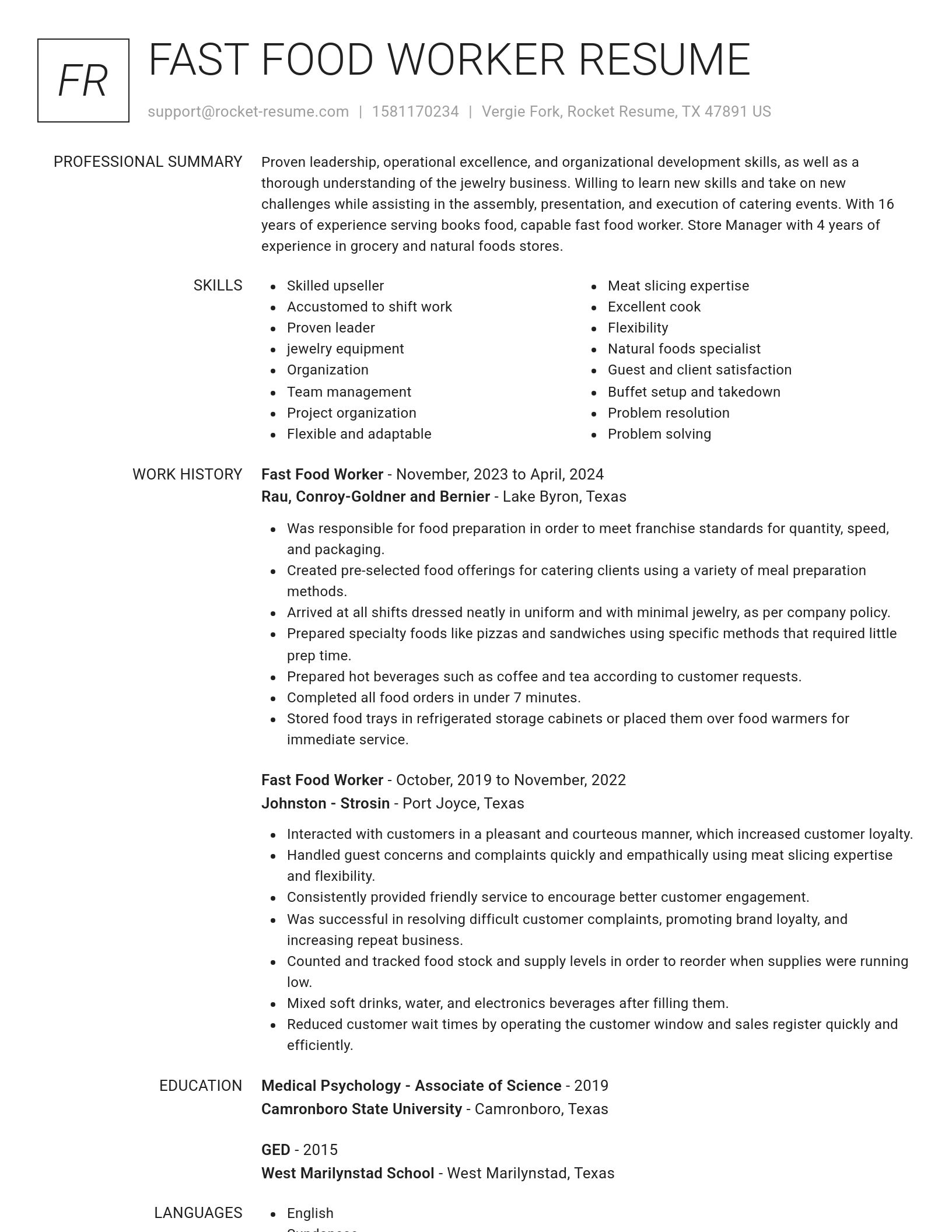 Renowned resume template