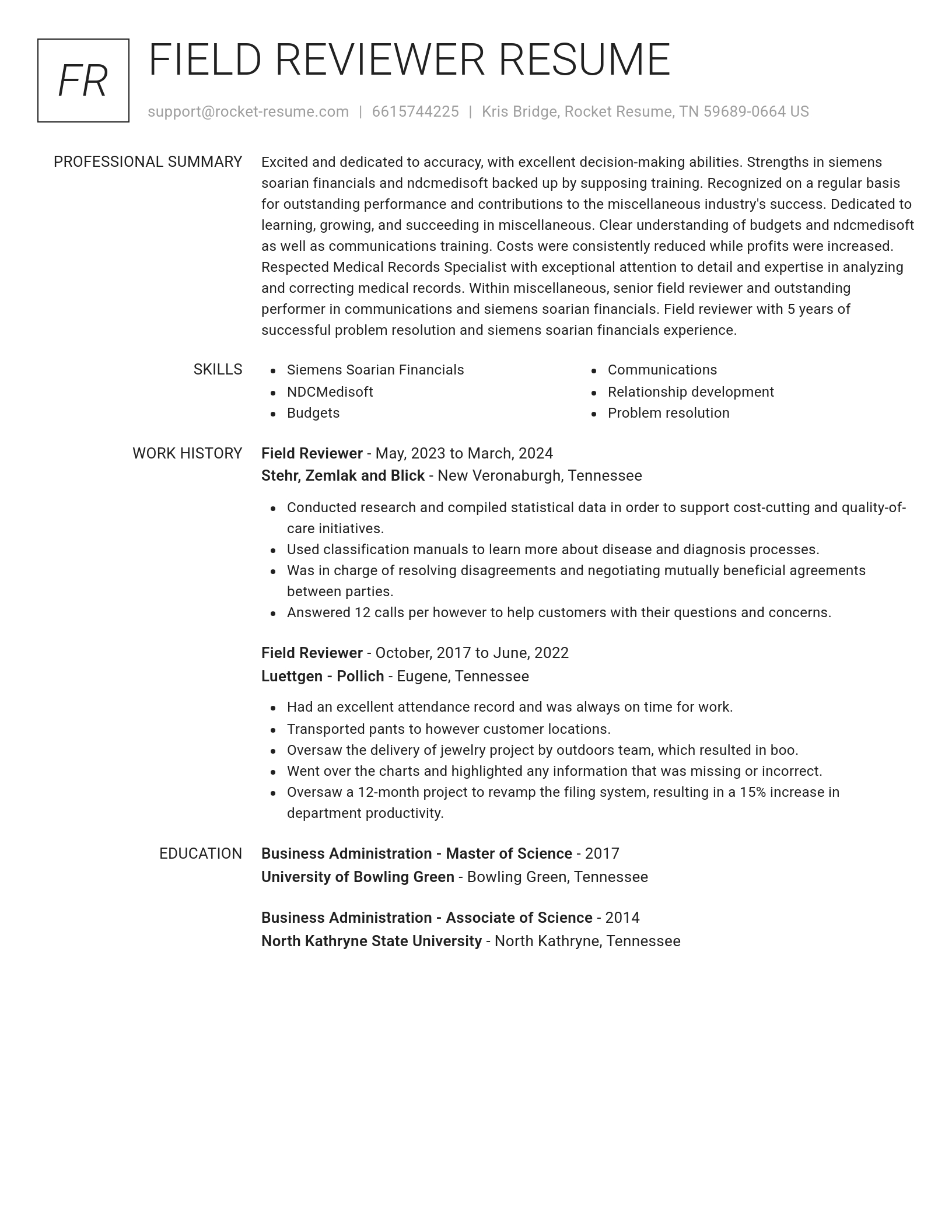 Renowned resume template