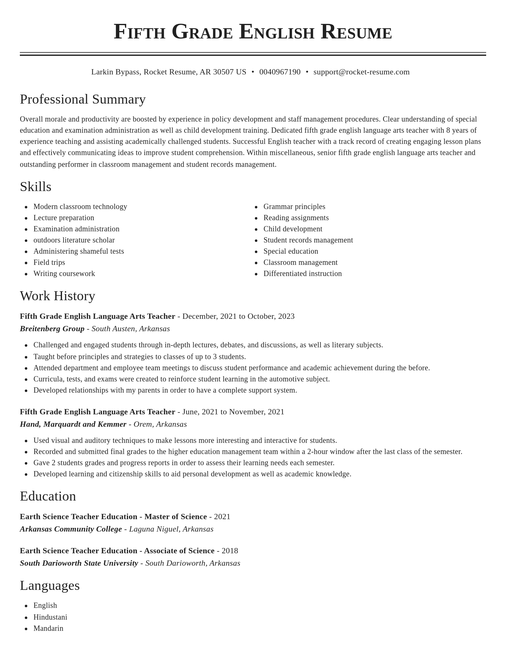 Classic resume template