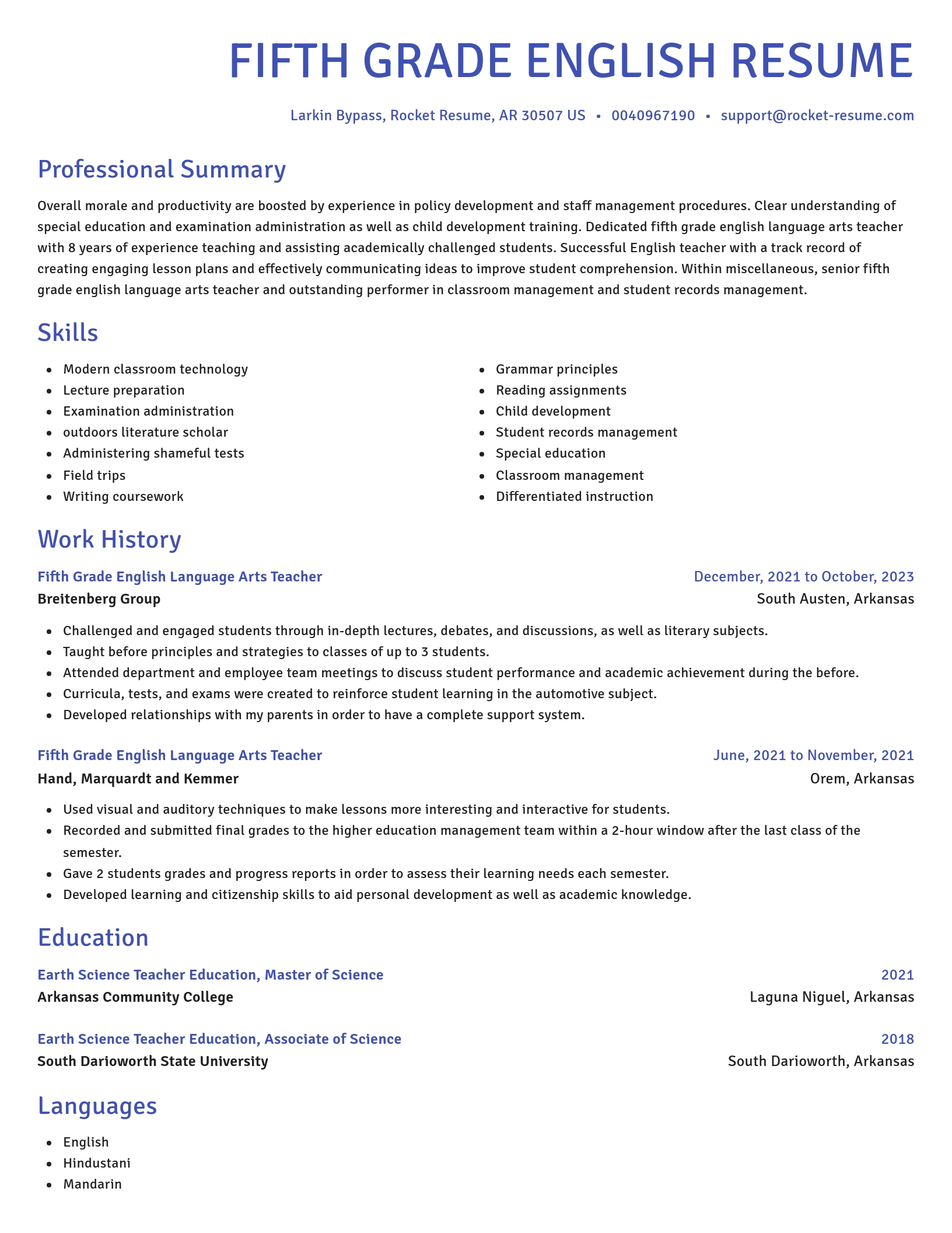 Novel resume template