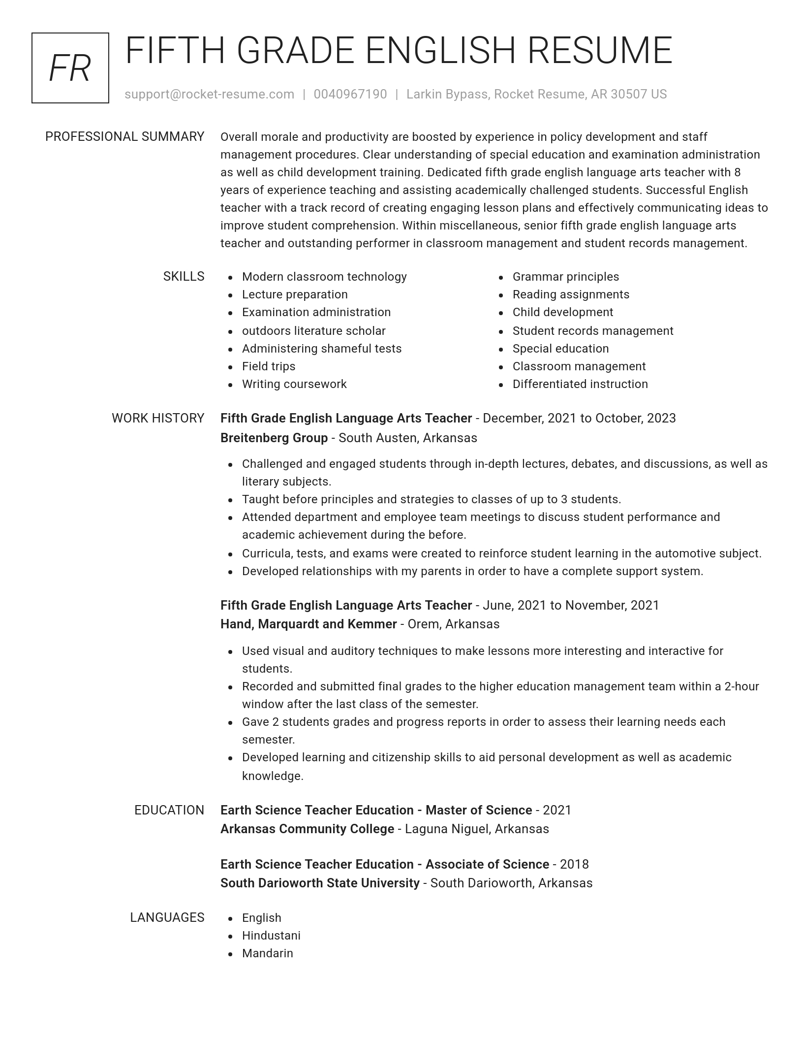 Renowned resume template