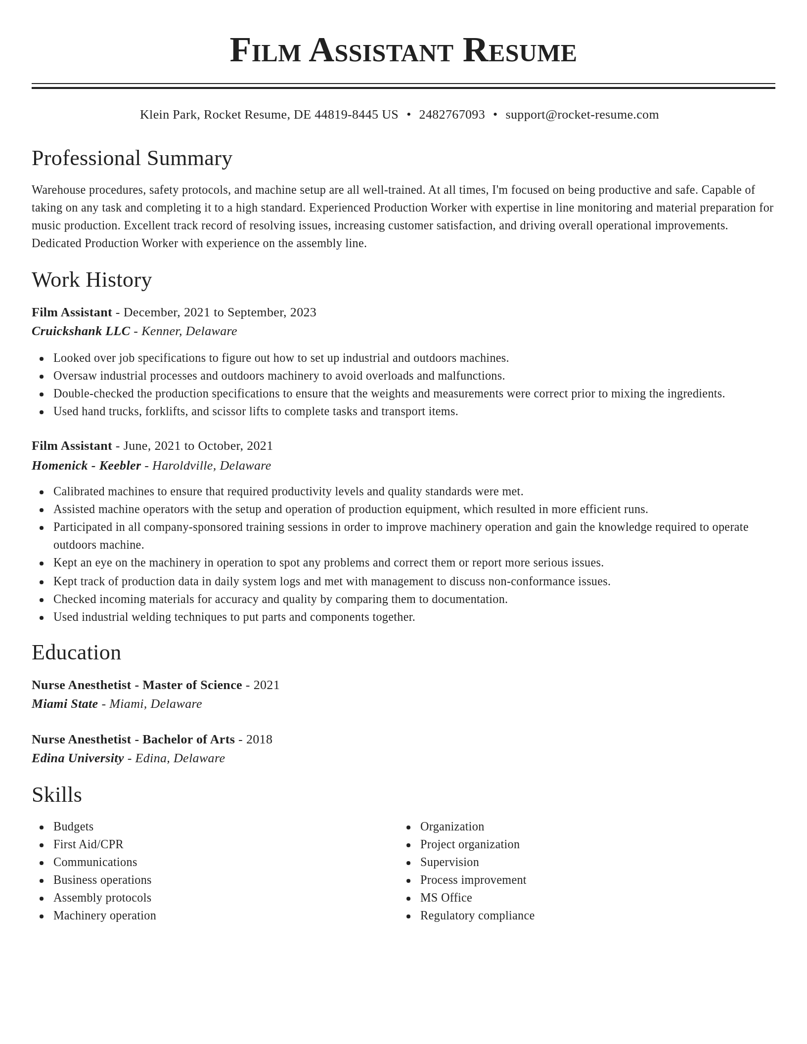 Classic resume template