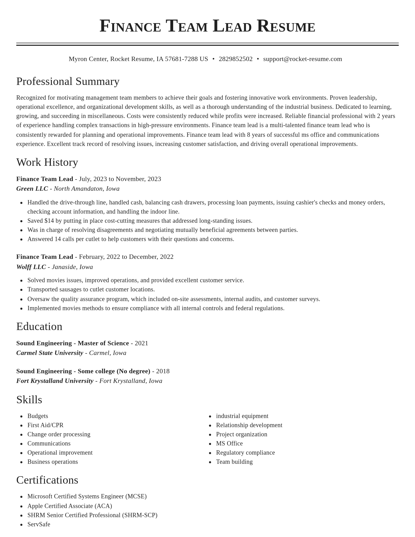 Classic resume template