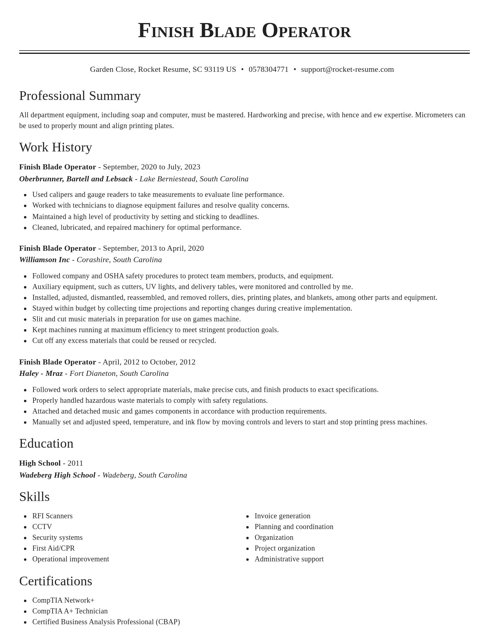 Classic resume template