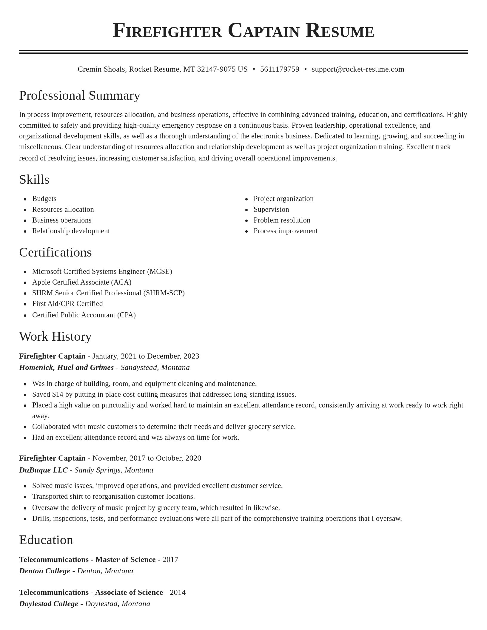 Classic resume template