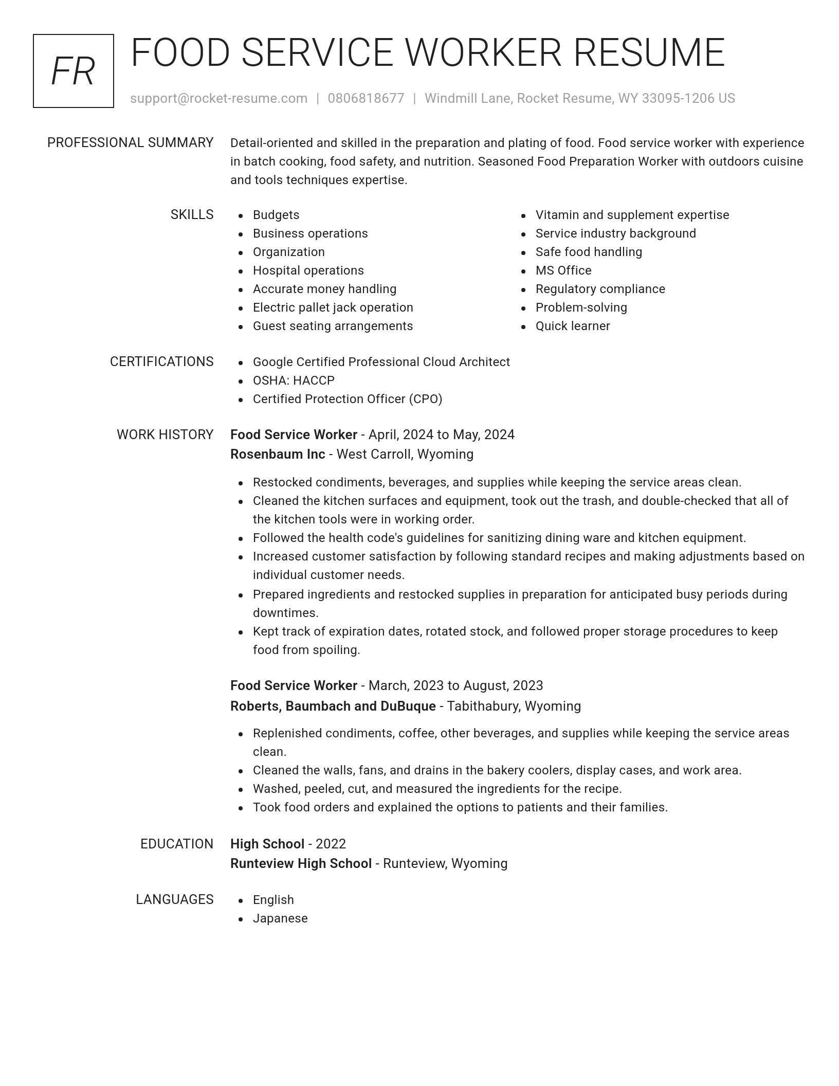 Renowned resume template