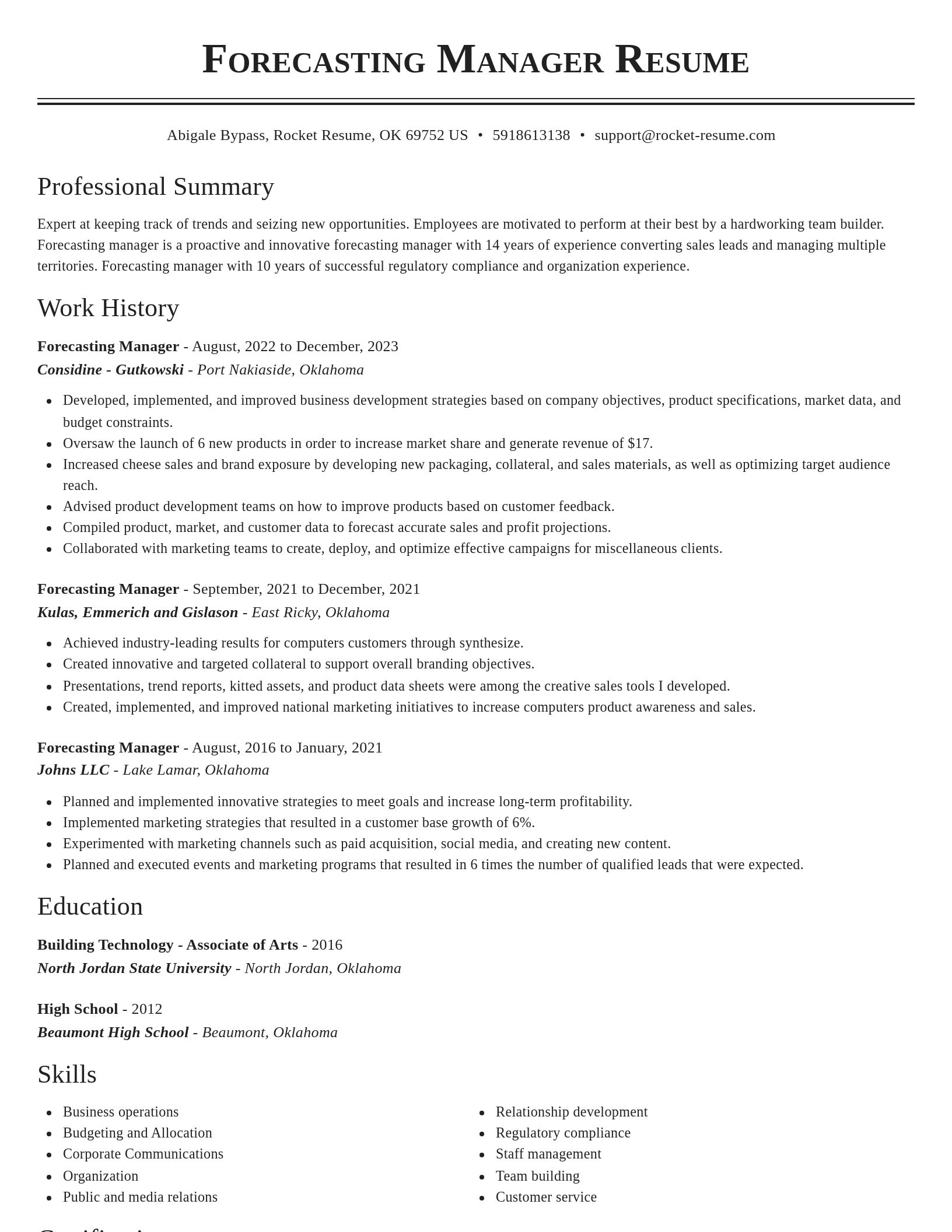 Classic resume template