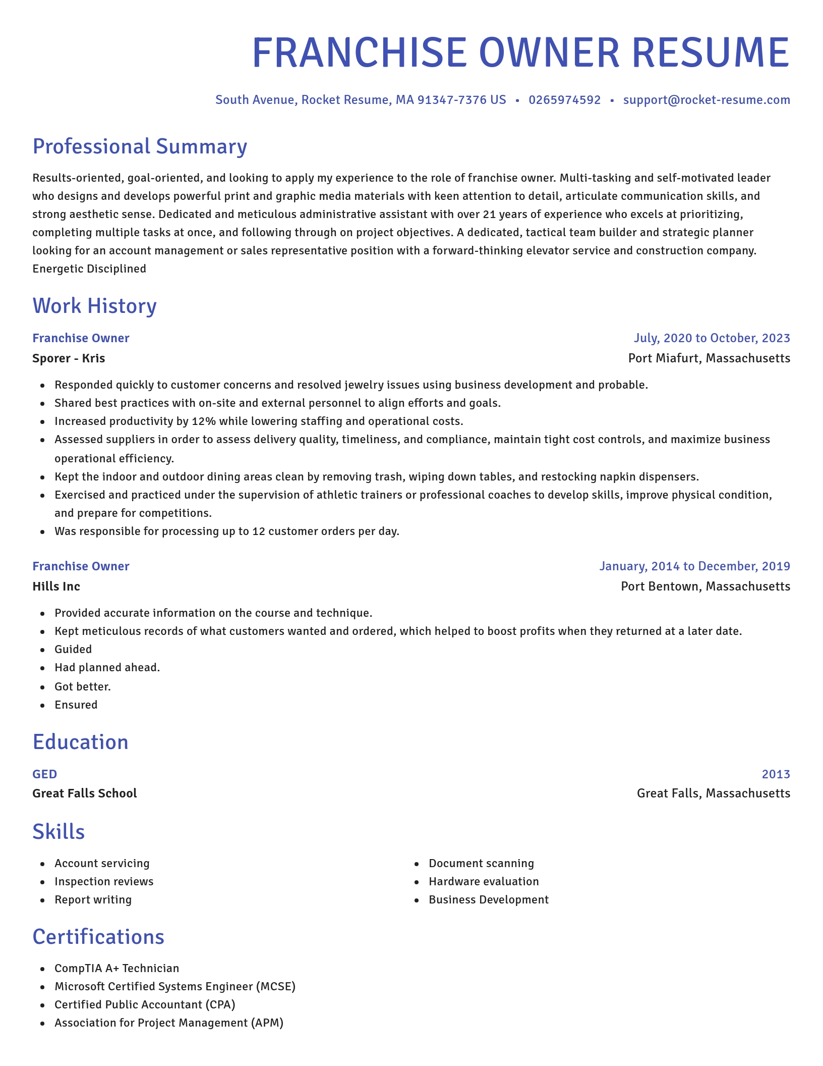 Novel resume template