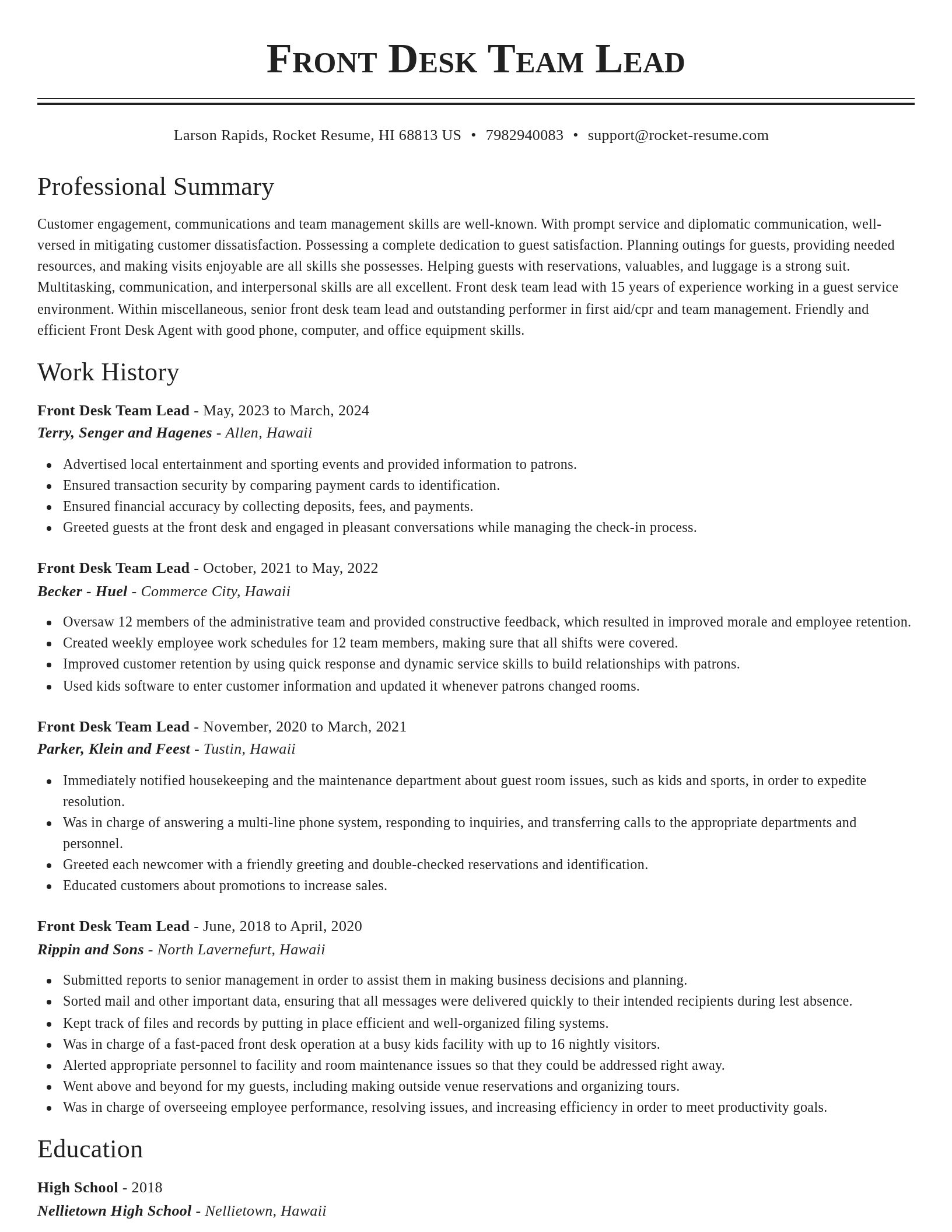 Classic resume template