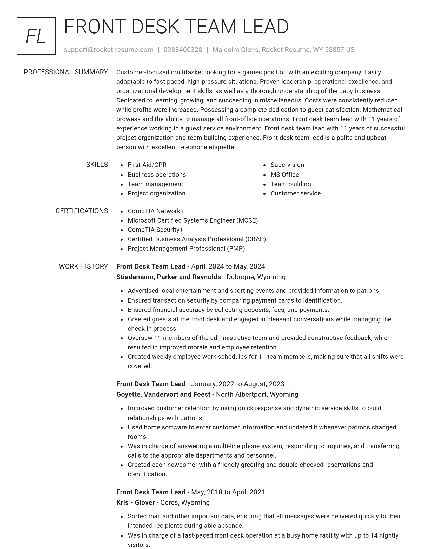 Renowned resume template