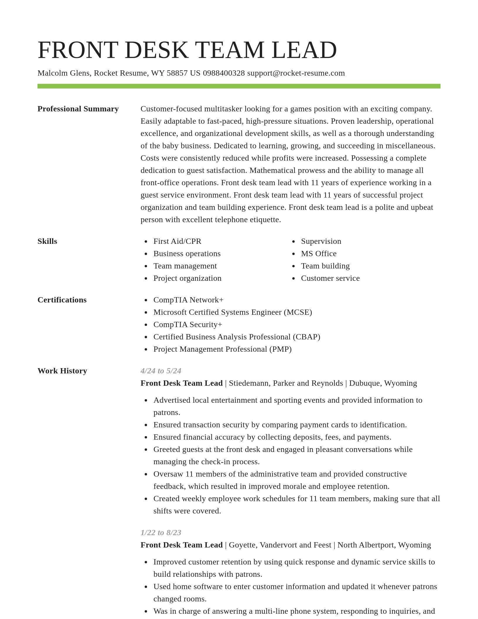 Smart resume template