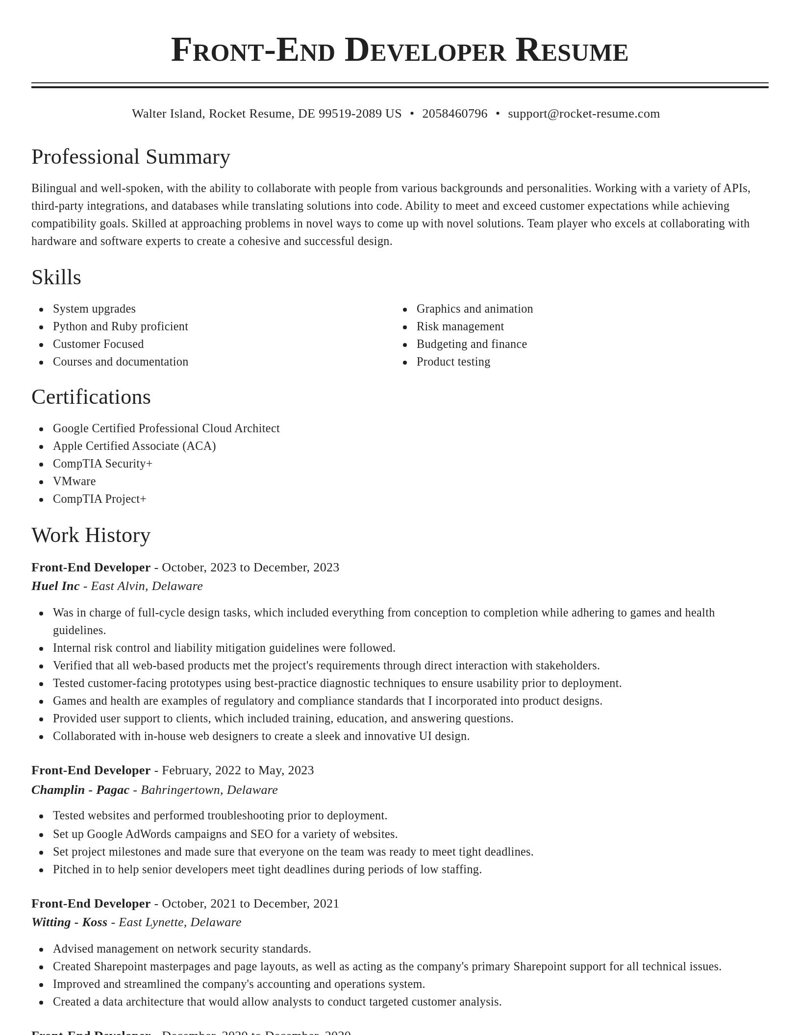 Classic resume template