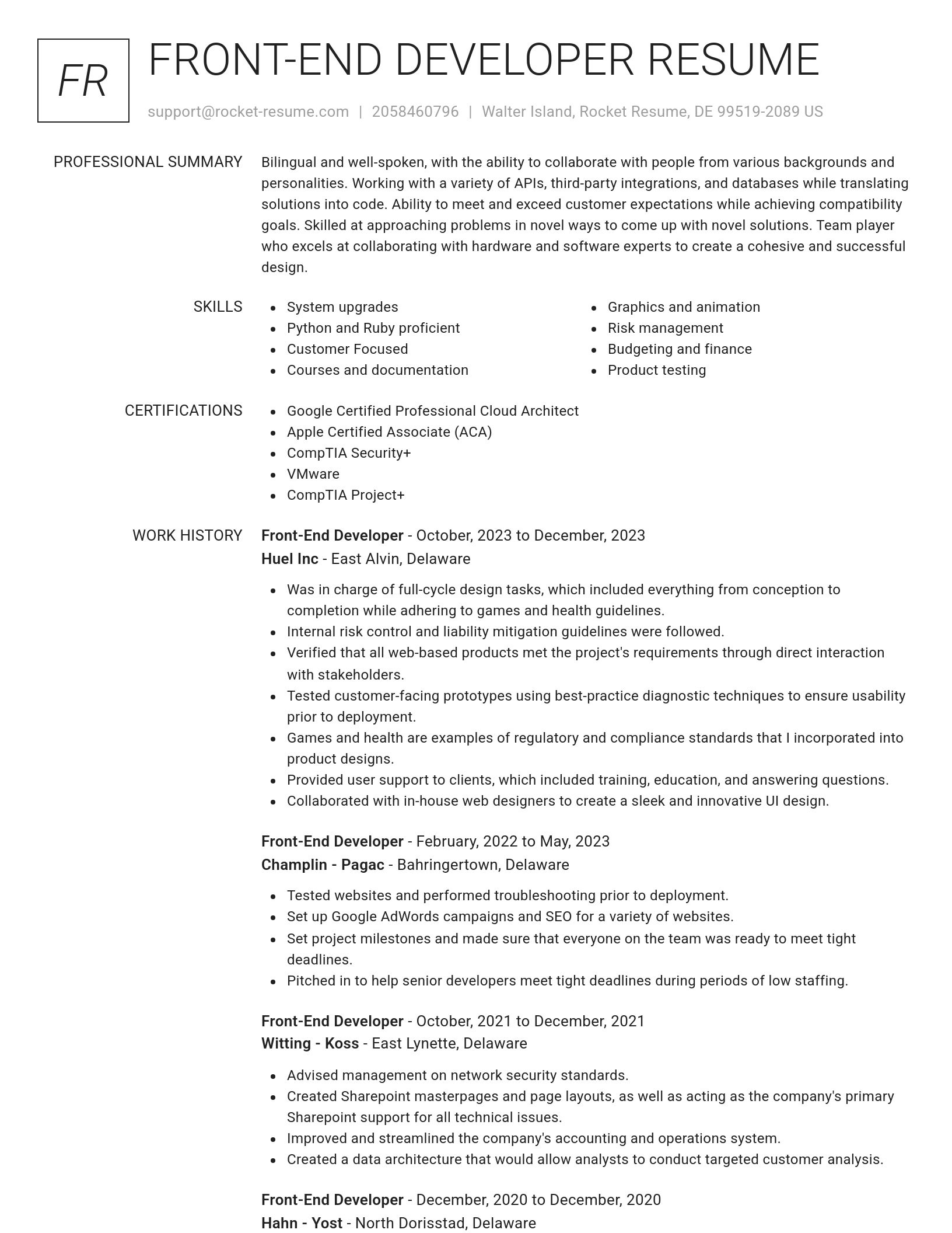 Renowned resume template