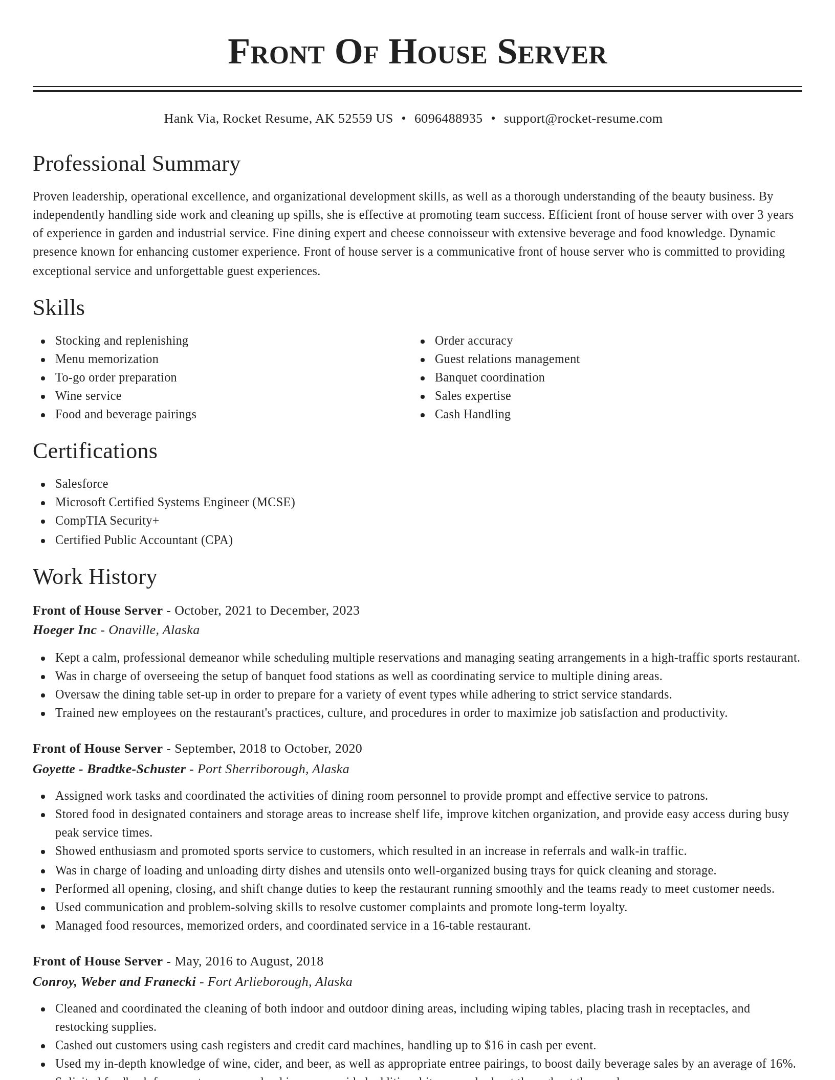 Classic resume template