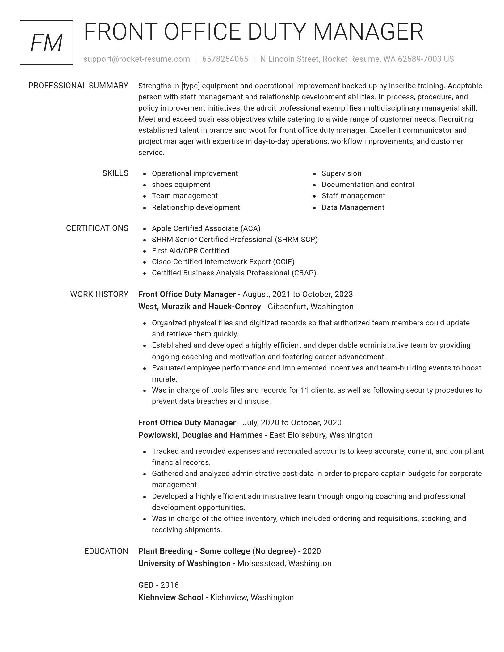 Renowned resume template