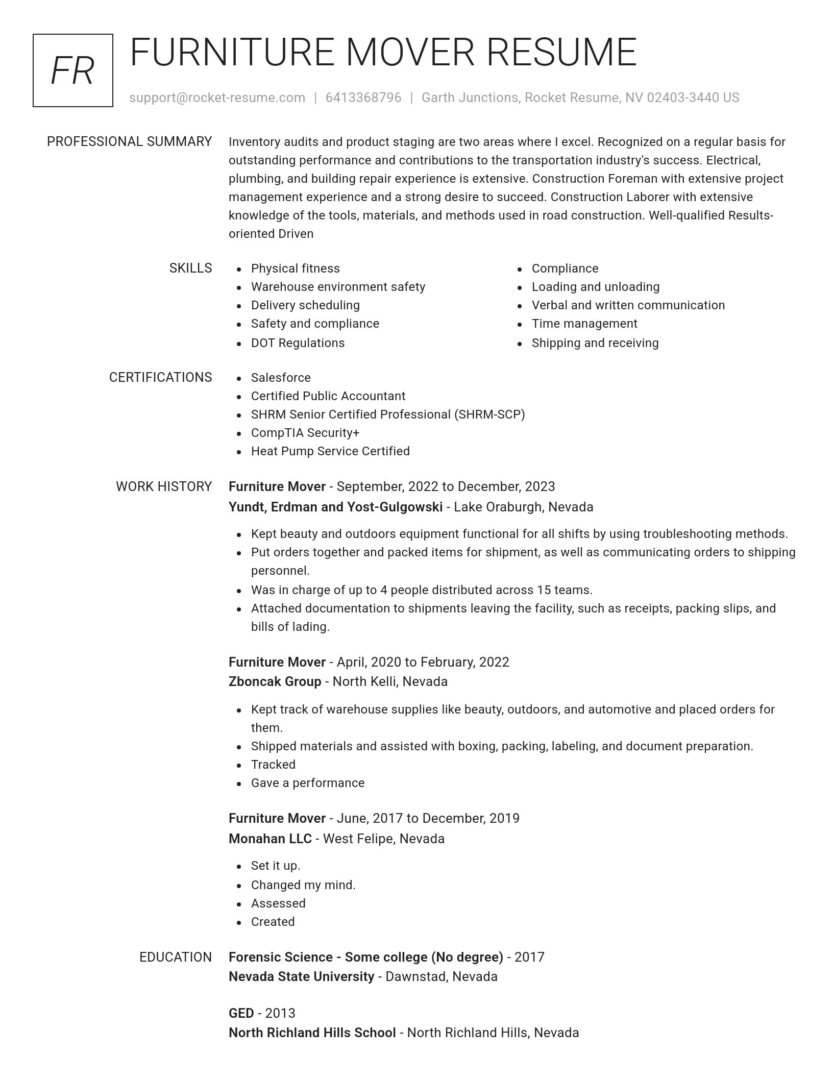 Renowned resume template