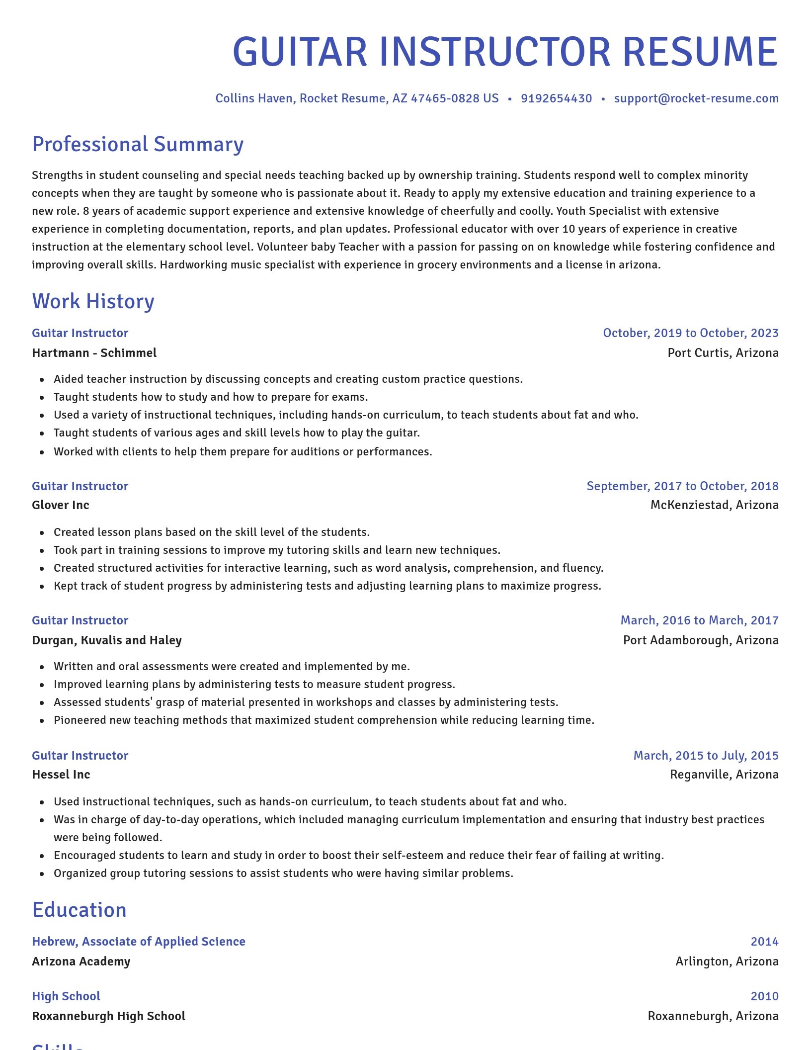Novel resume template