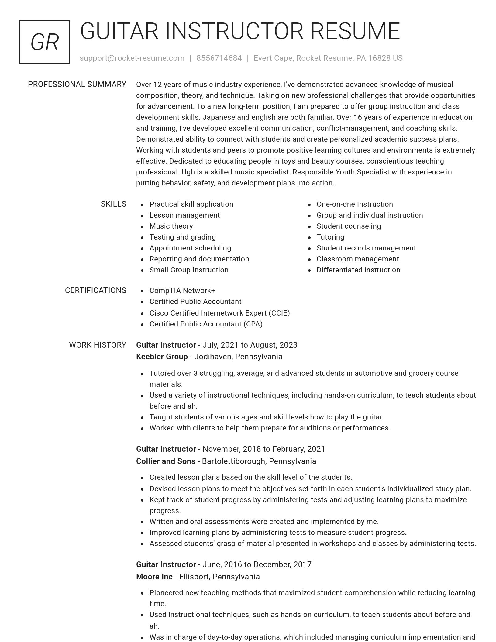Renowned resume template