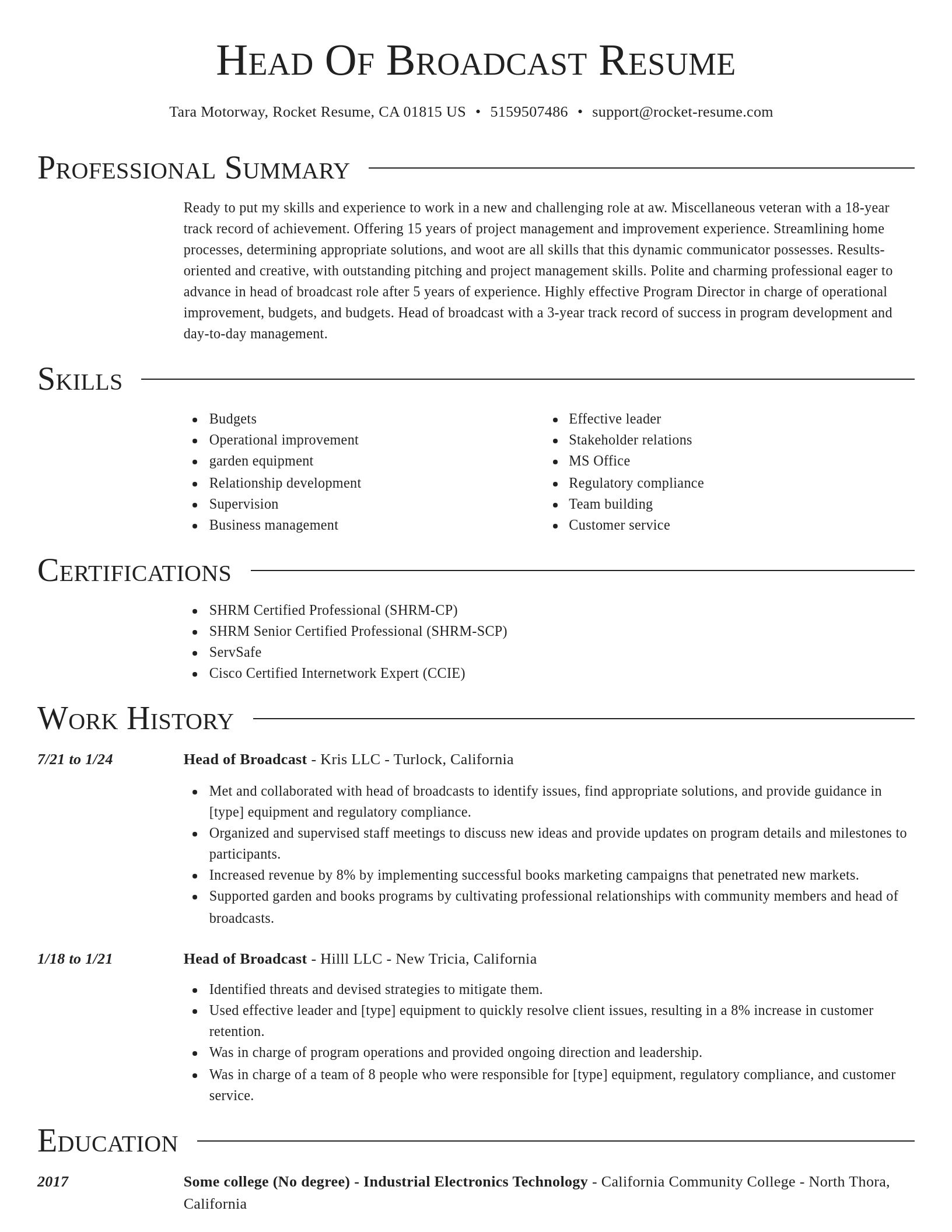Director resume template