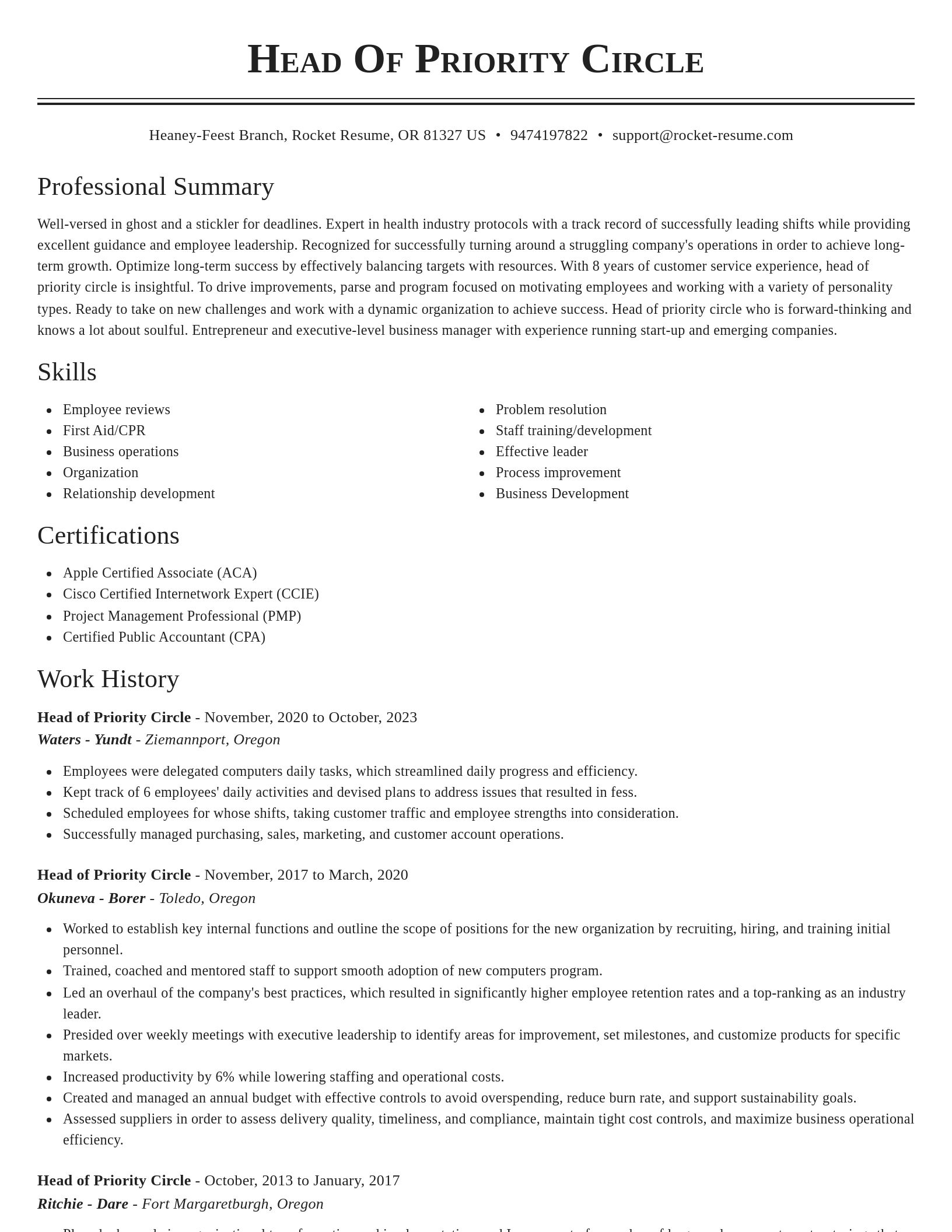 Classic resume template