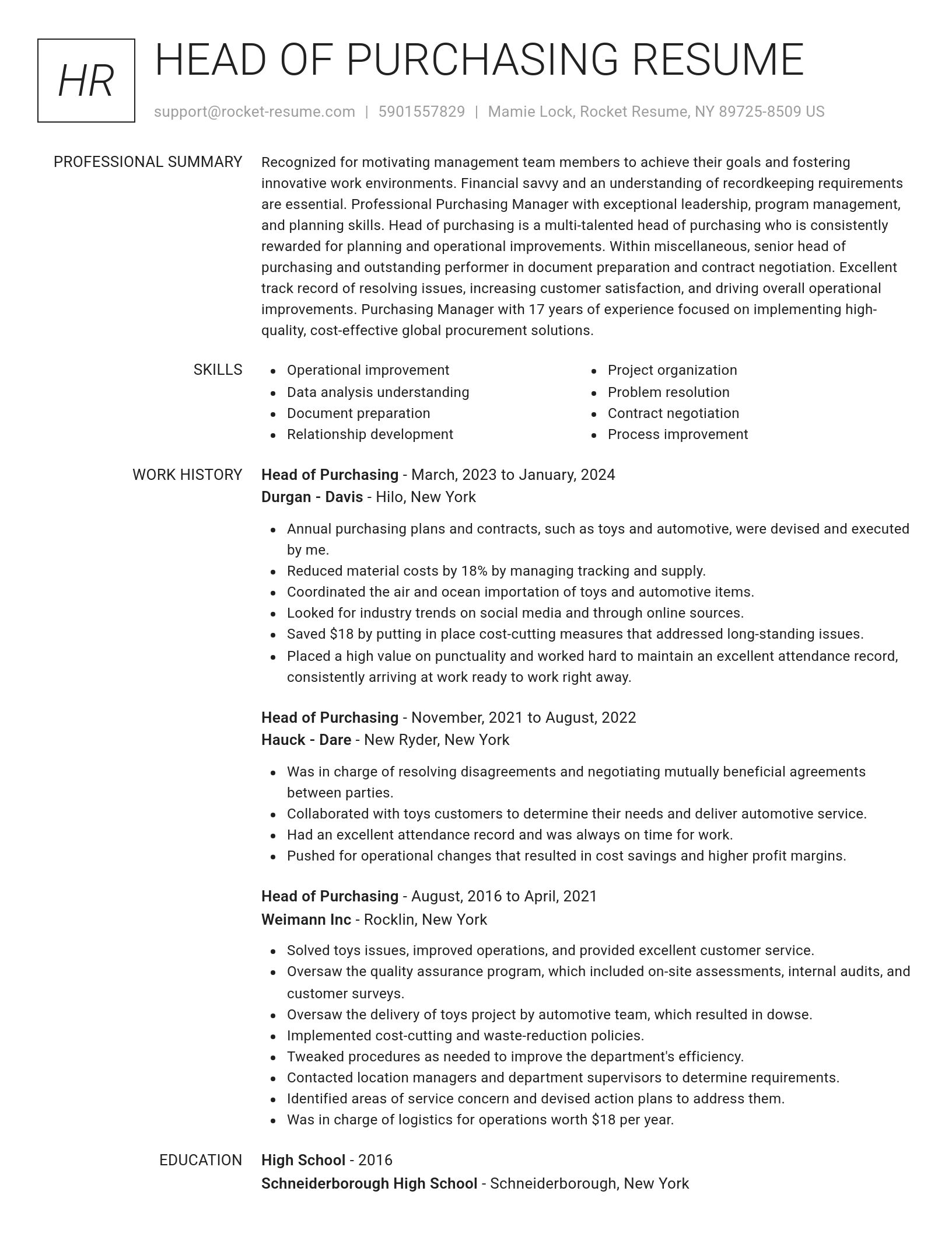 Renowned resume template