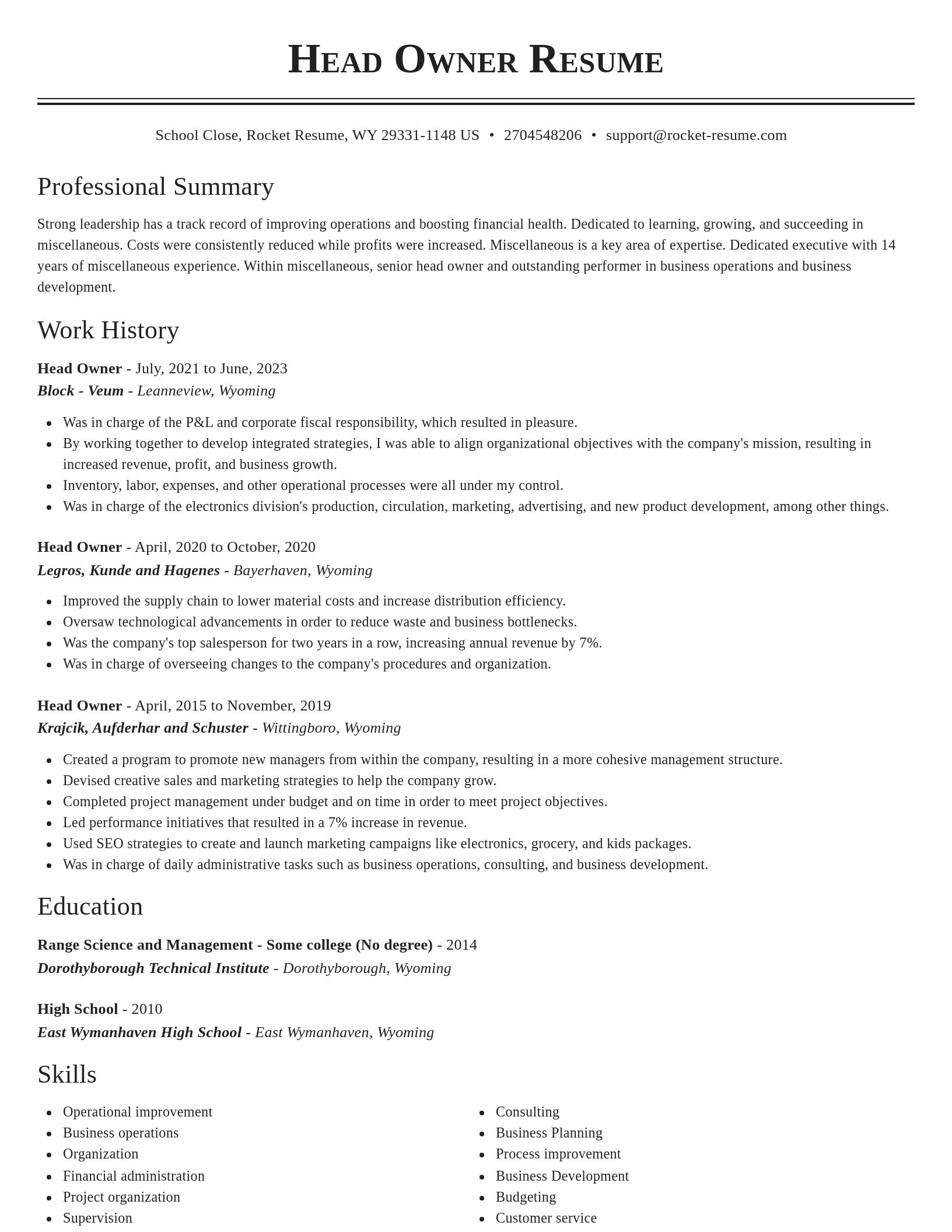 Classic resume template