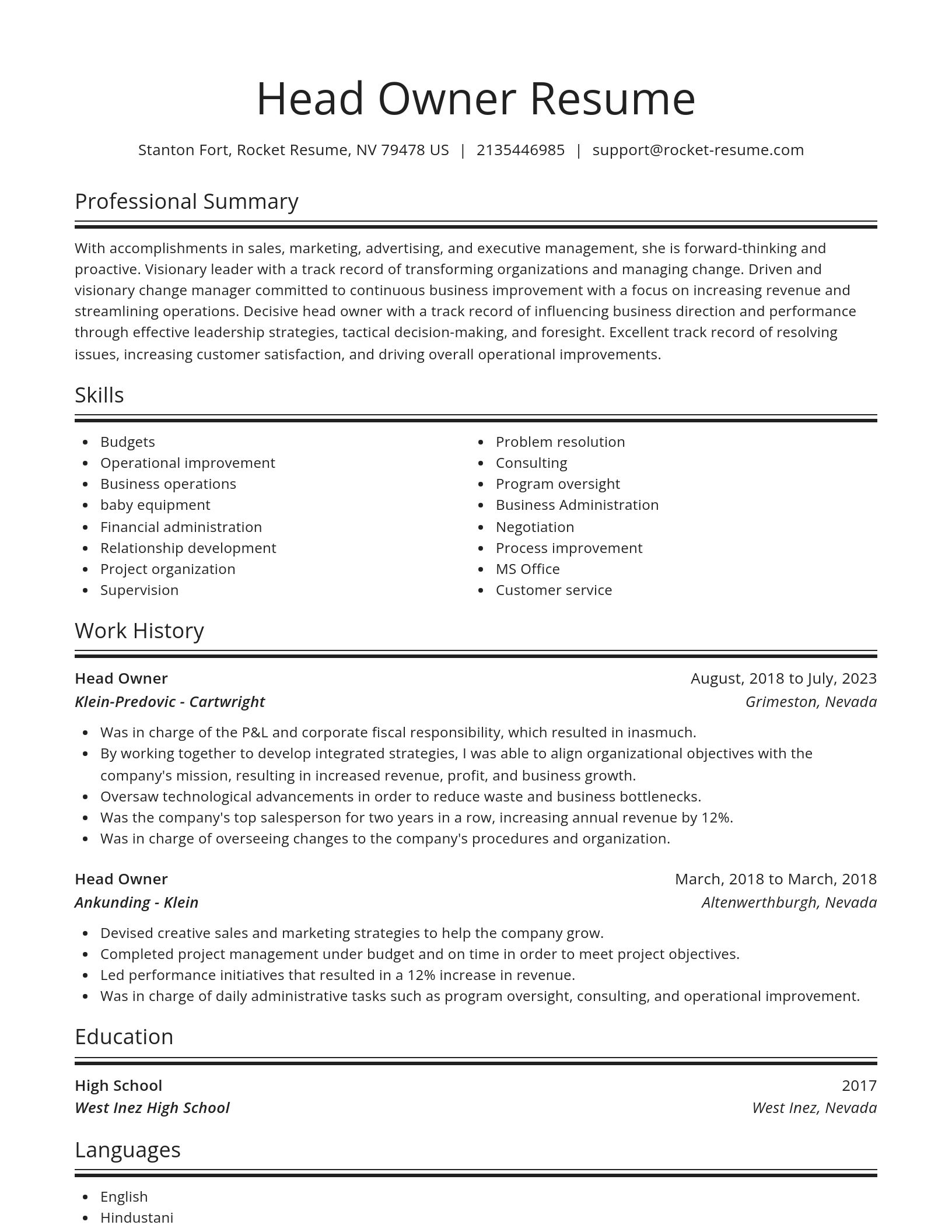 Spotlight resume template