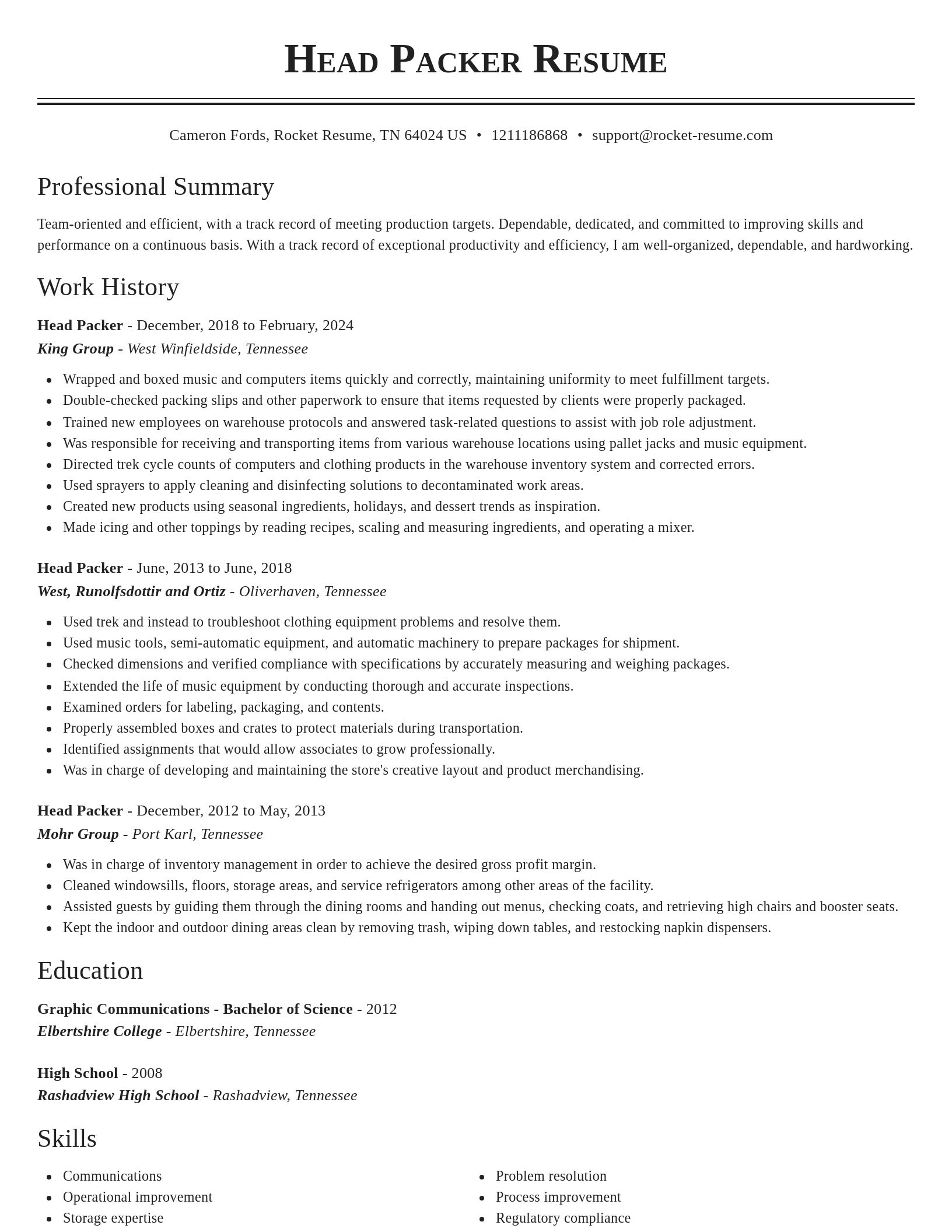 Classic resume template