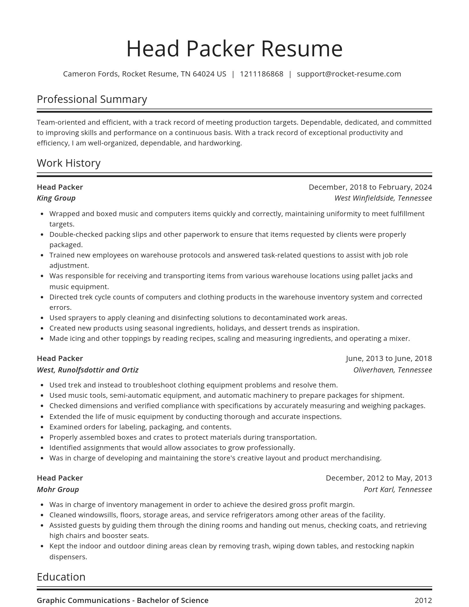 Spotlight resume template