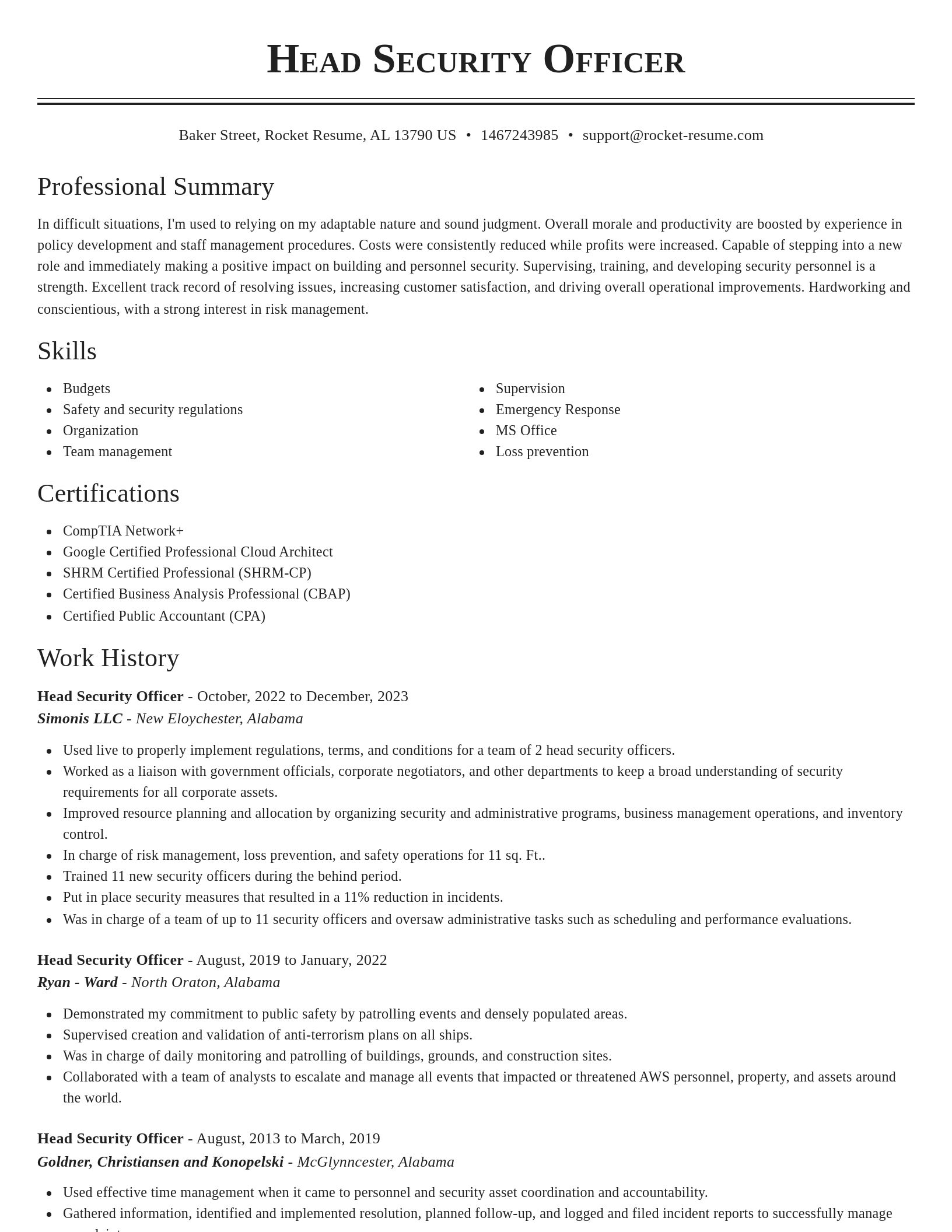 Classic resume template