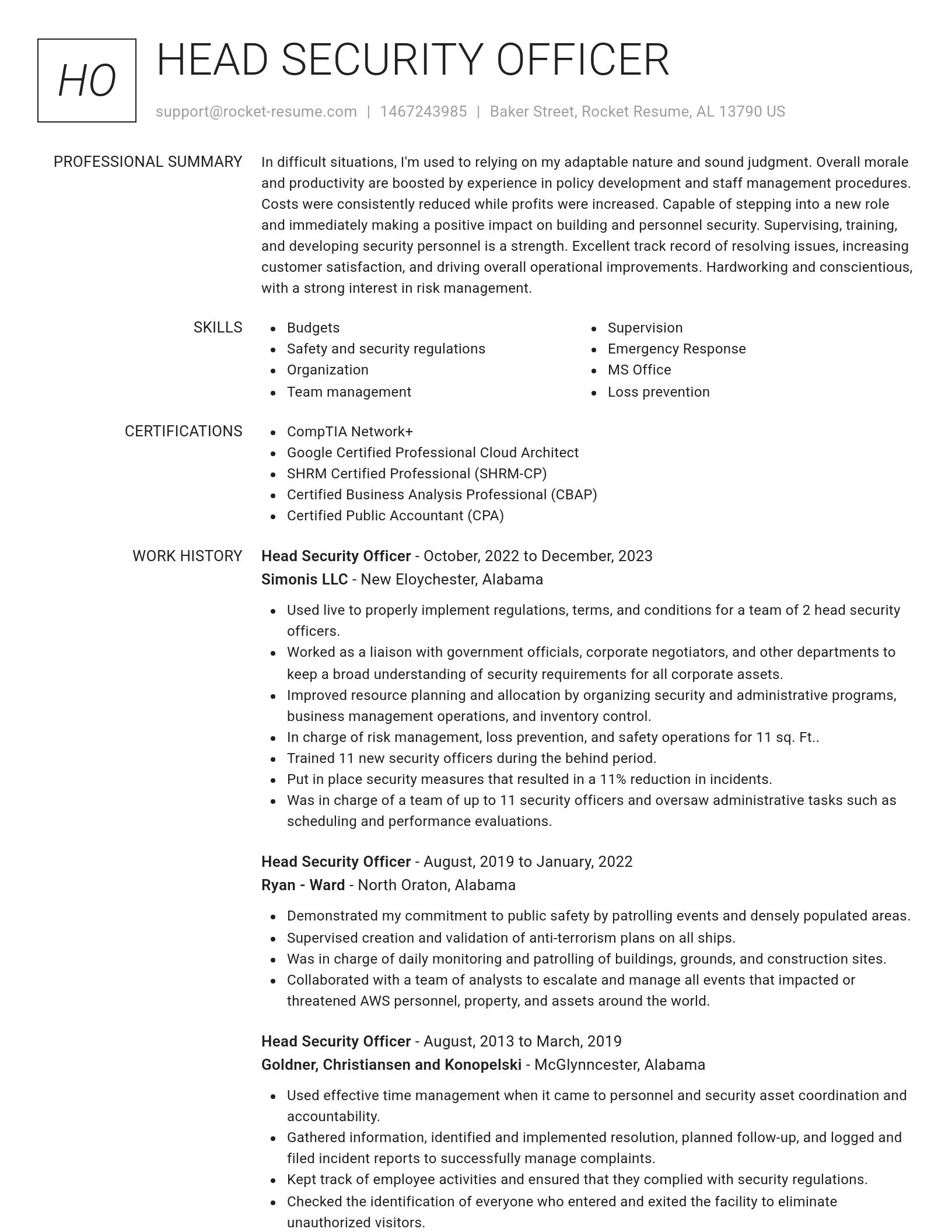 Renowned resume template